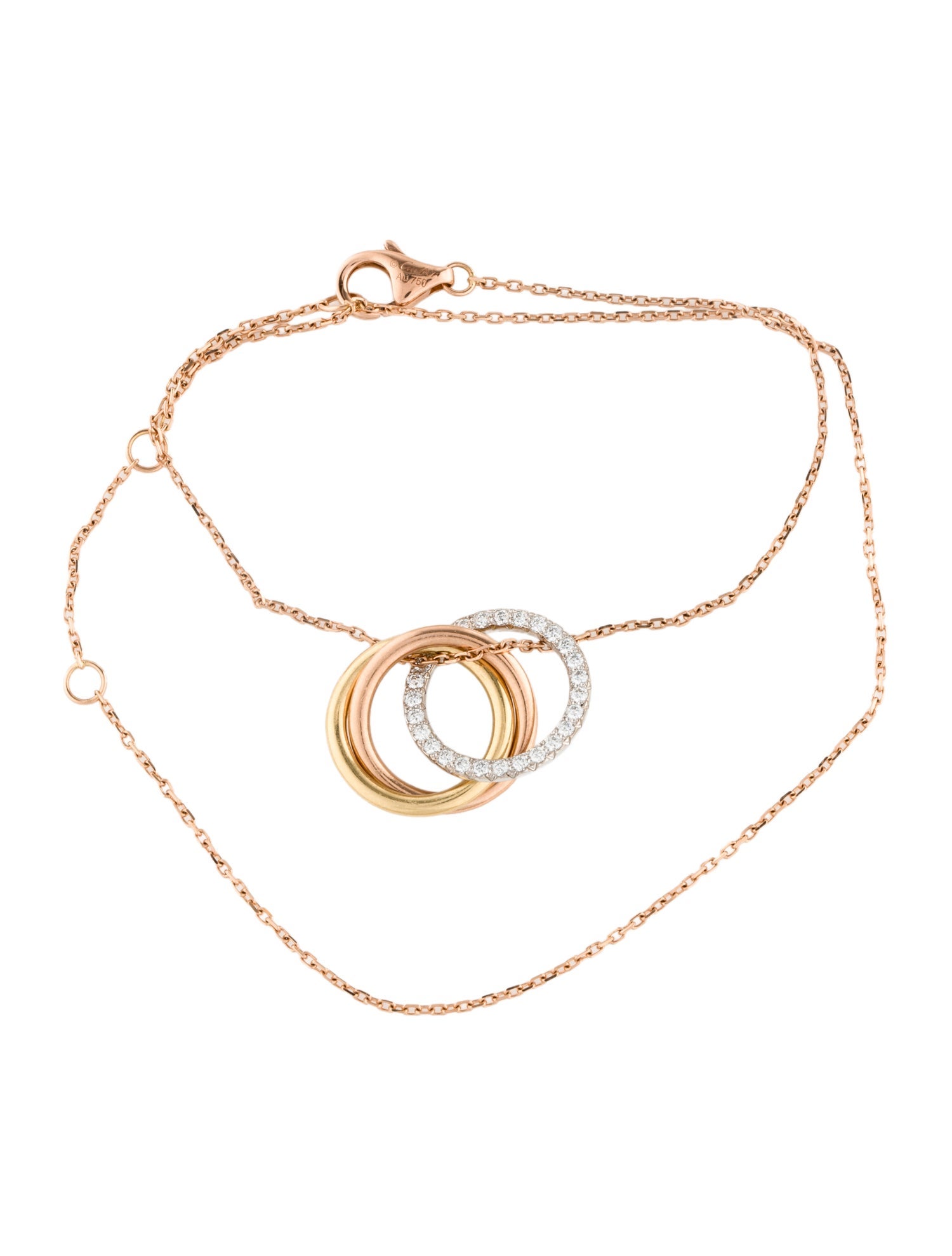 Cartier Trinity Bracelet, On Chain, Diamonds