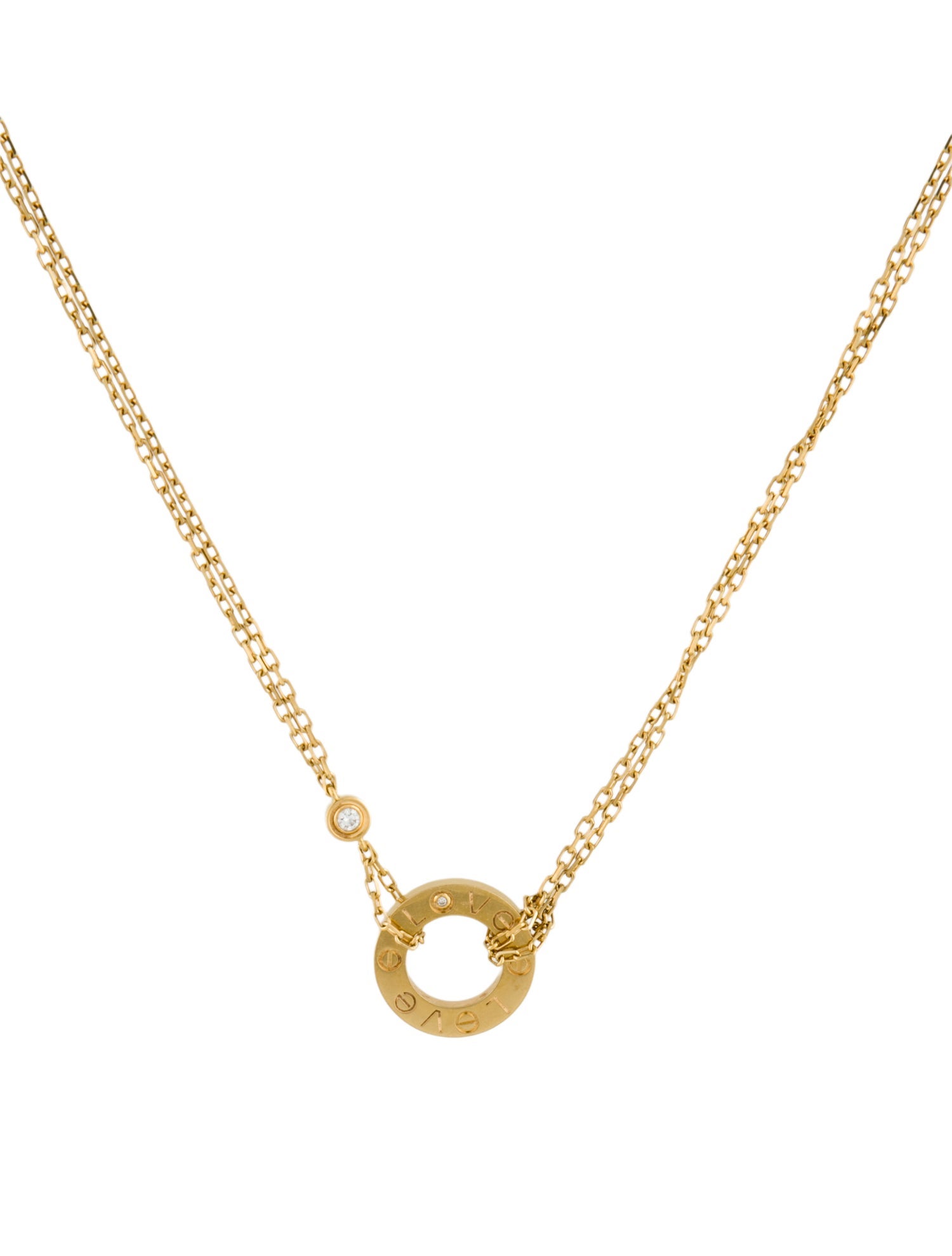 Cartier 2 Diamond LOVE Pendant Necklace