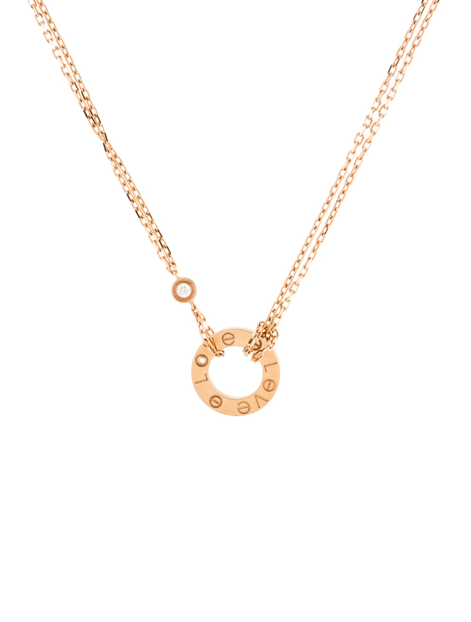 Cartier 2 Diamond LOVE Pendant Necklace
