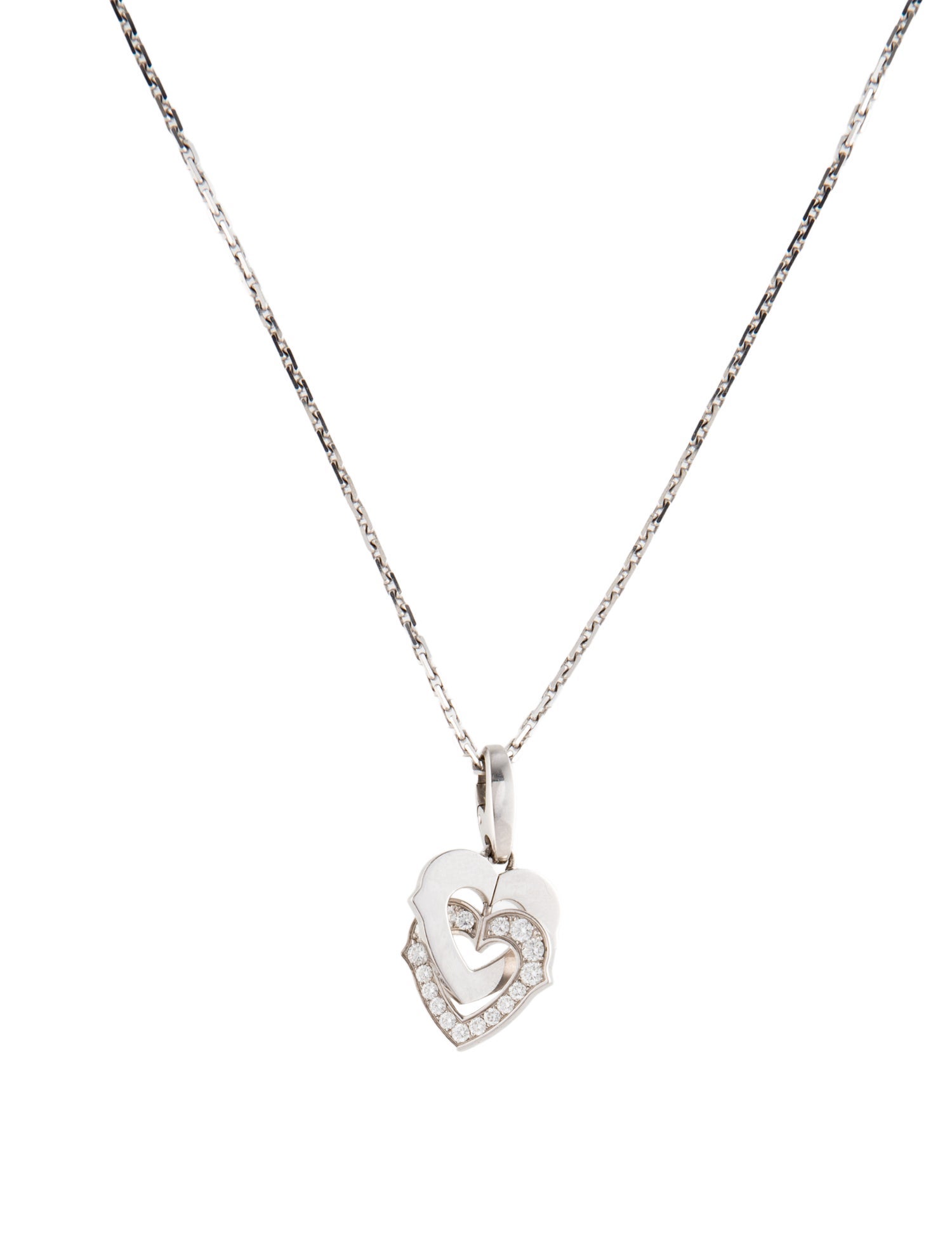 Cartier Diamond Interlocking Heart Pendant Necklace