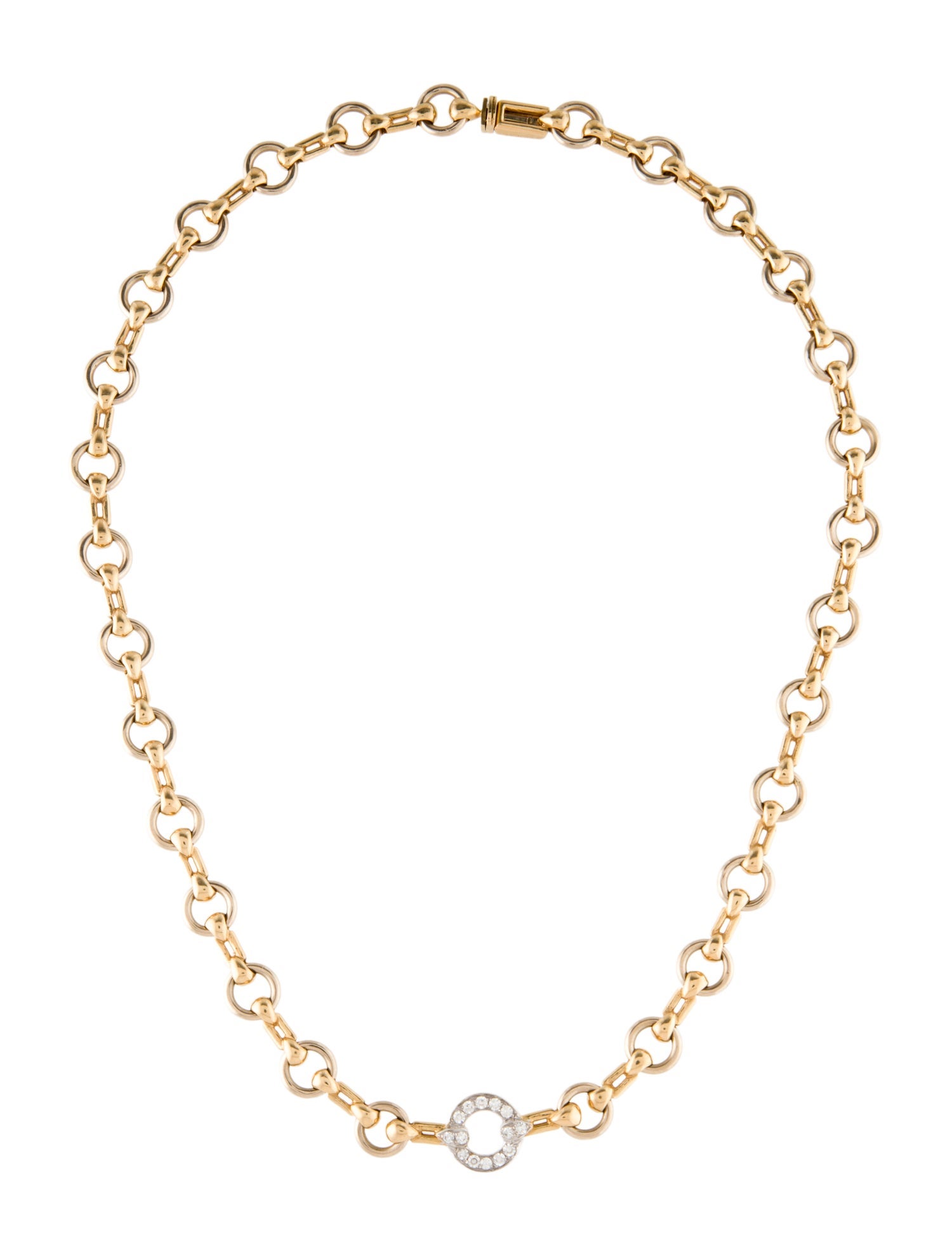 Cartier Vintage Diamond Circle Link Chain Necklace