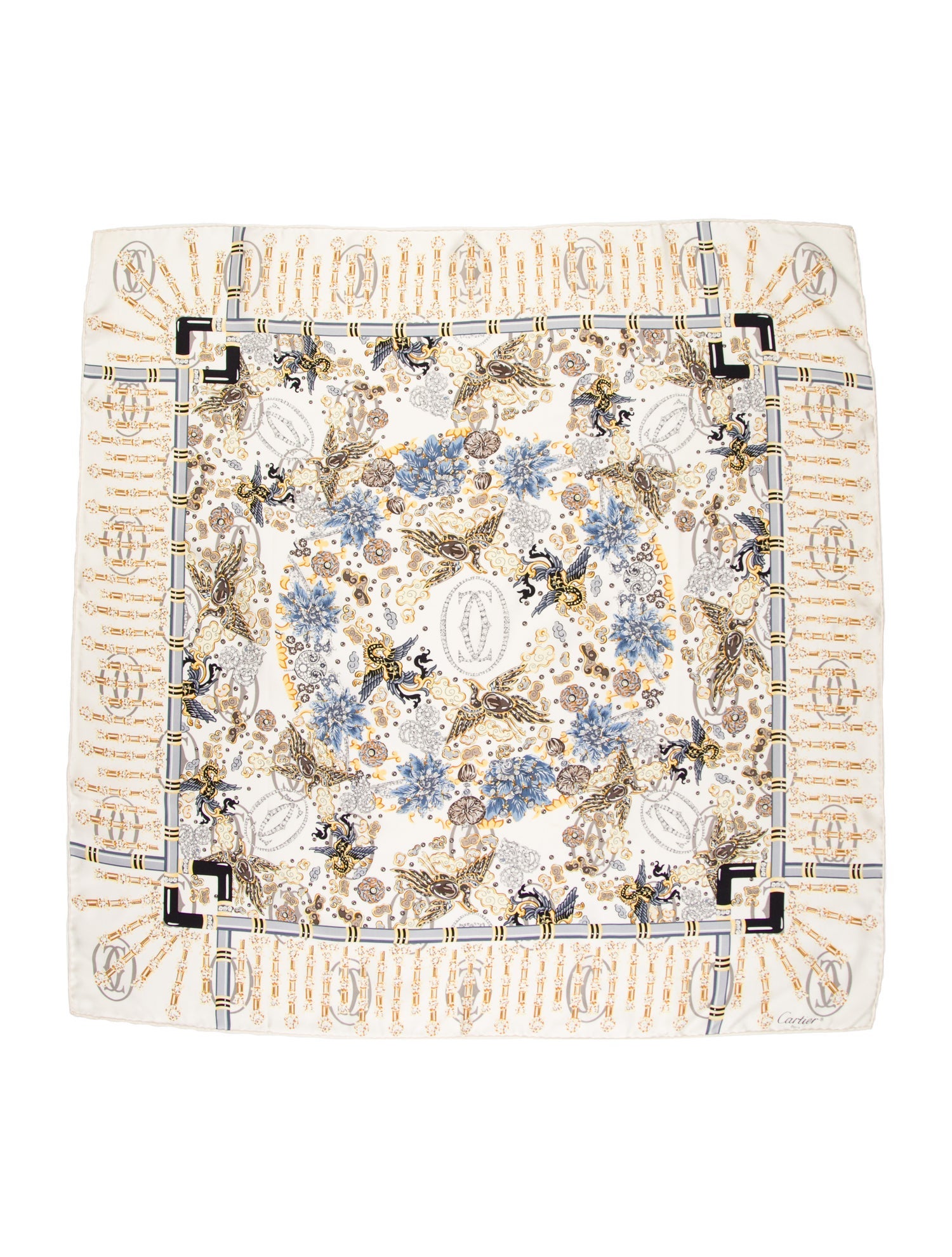 Cartier Silk Floral Print Scarf