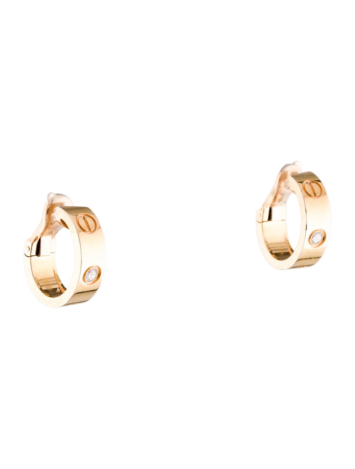 Cartier 2 Diamond Classic LOVE Hoop Earrings