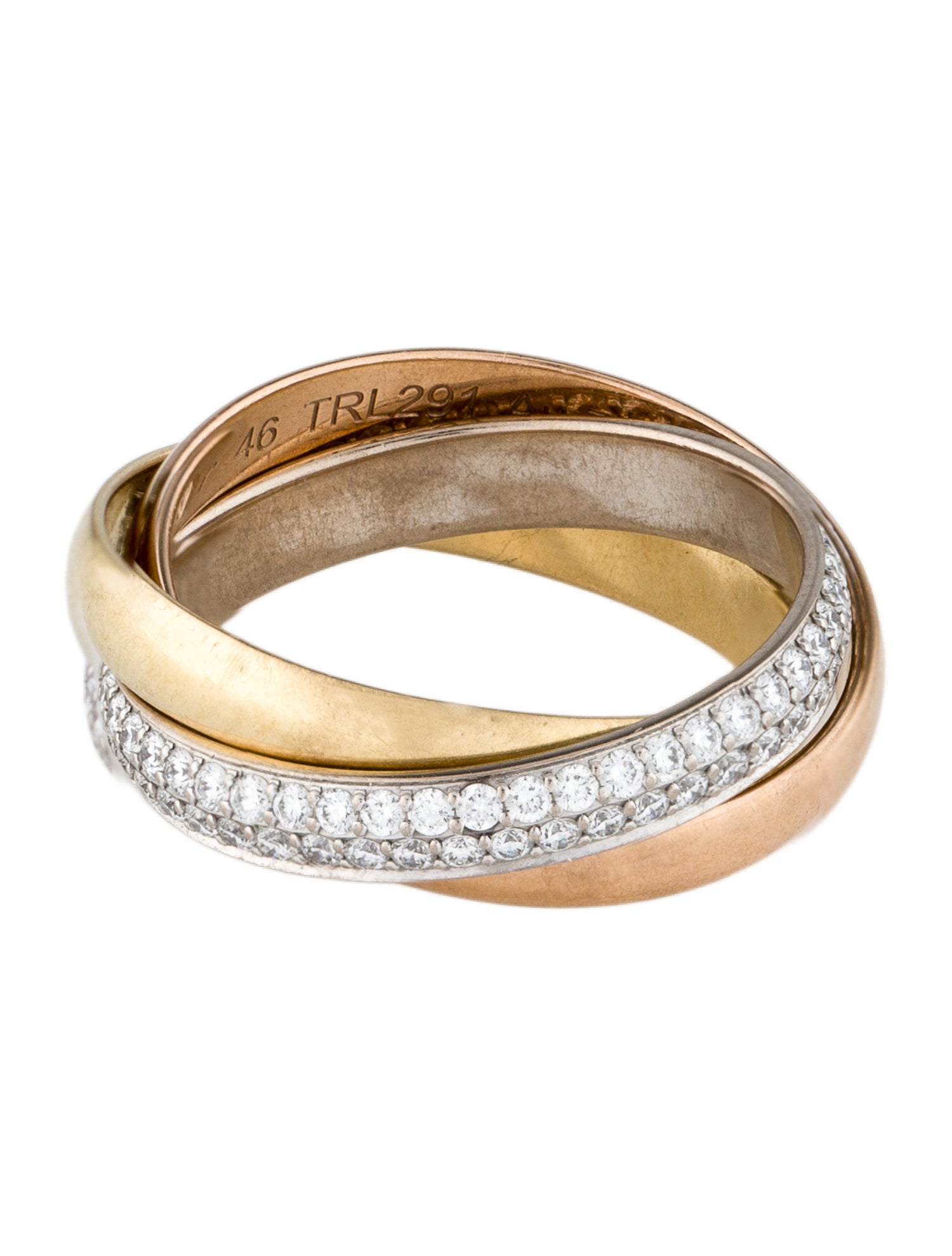 Cartier Trinity Ring, Small Model, Half-Pavéd