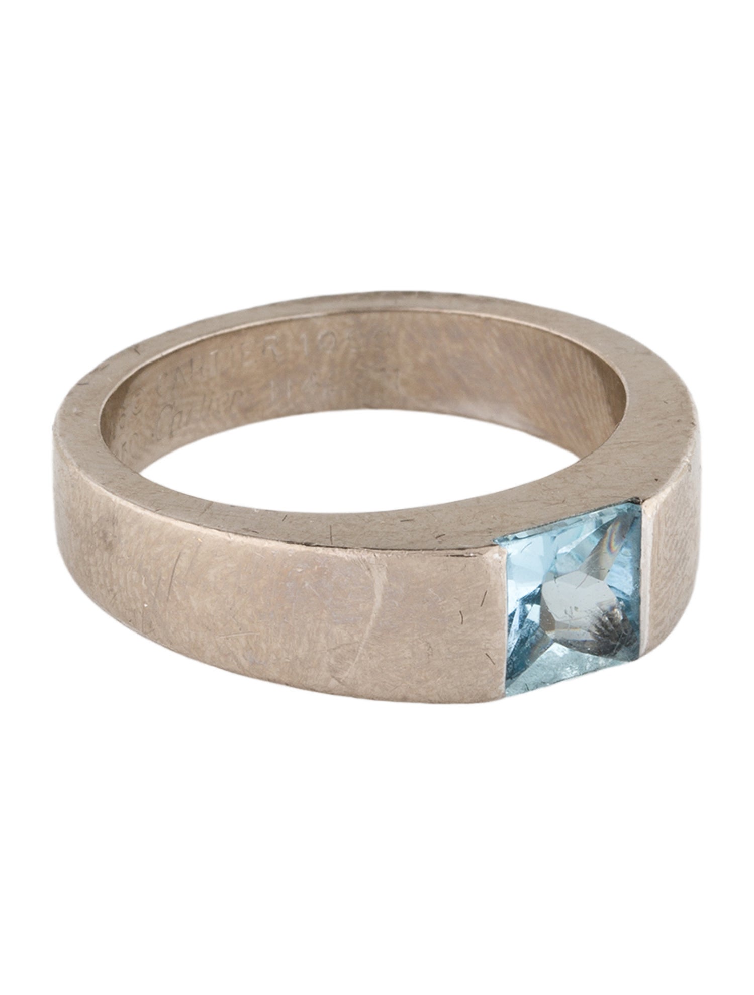 Cartier Vintage 18k Aquamarine Tank Ring