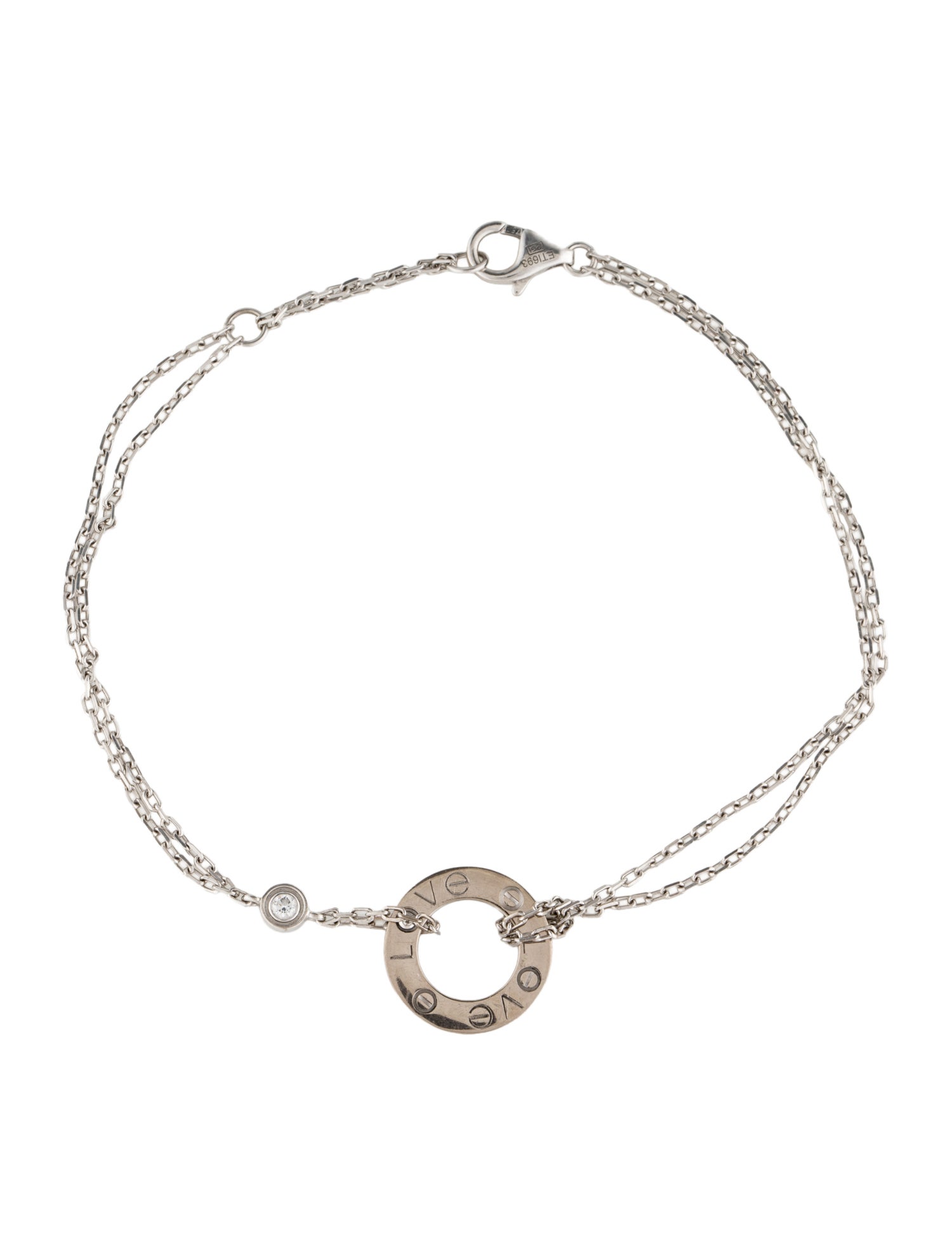 Cartier 2 Diamonds LOVE Bracelet, On Chain