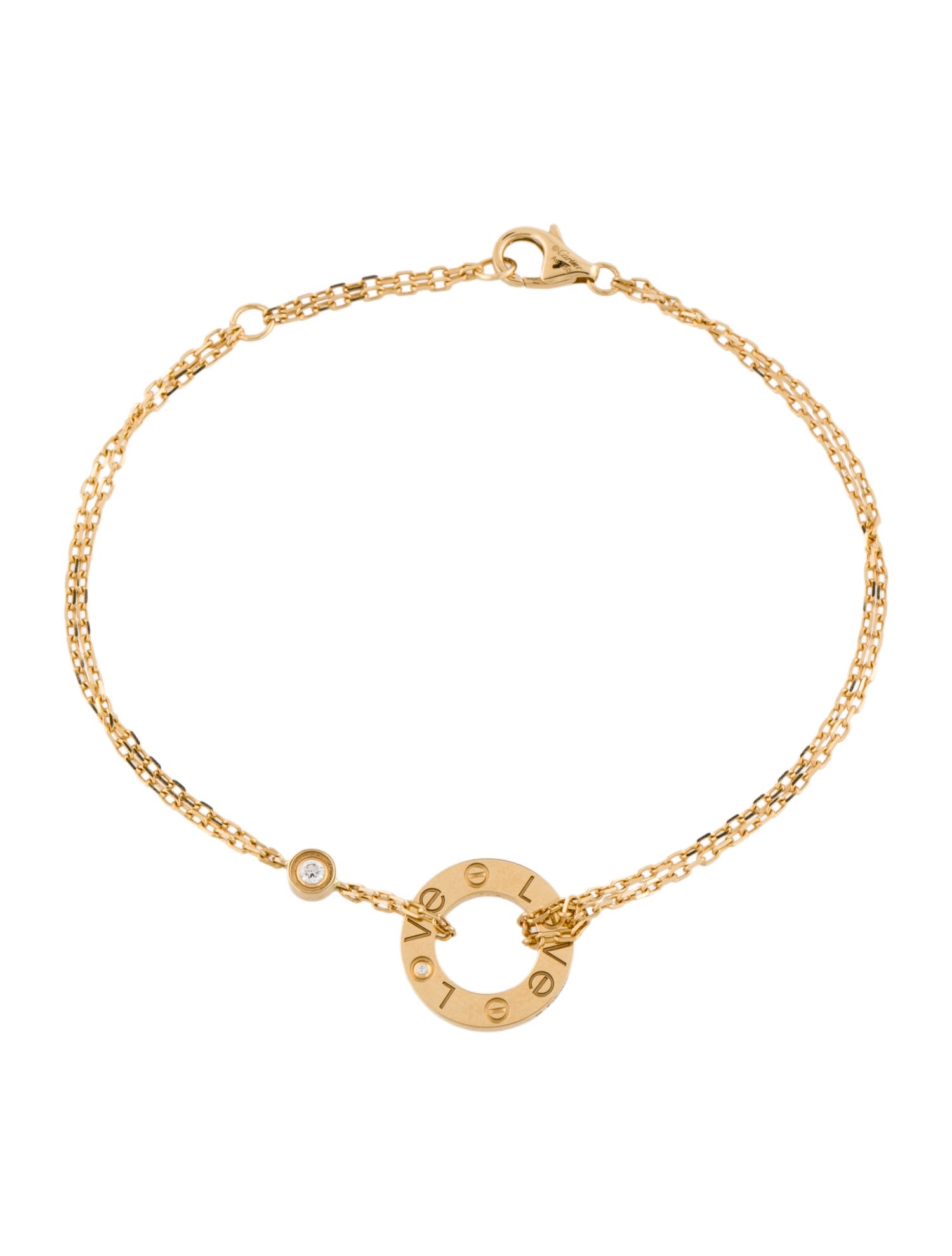 Cartier 2 Diamond LOVE Bracelet on Chain