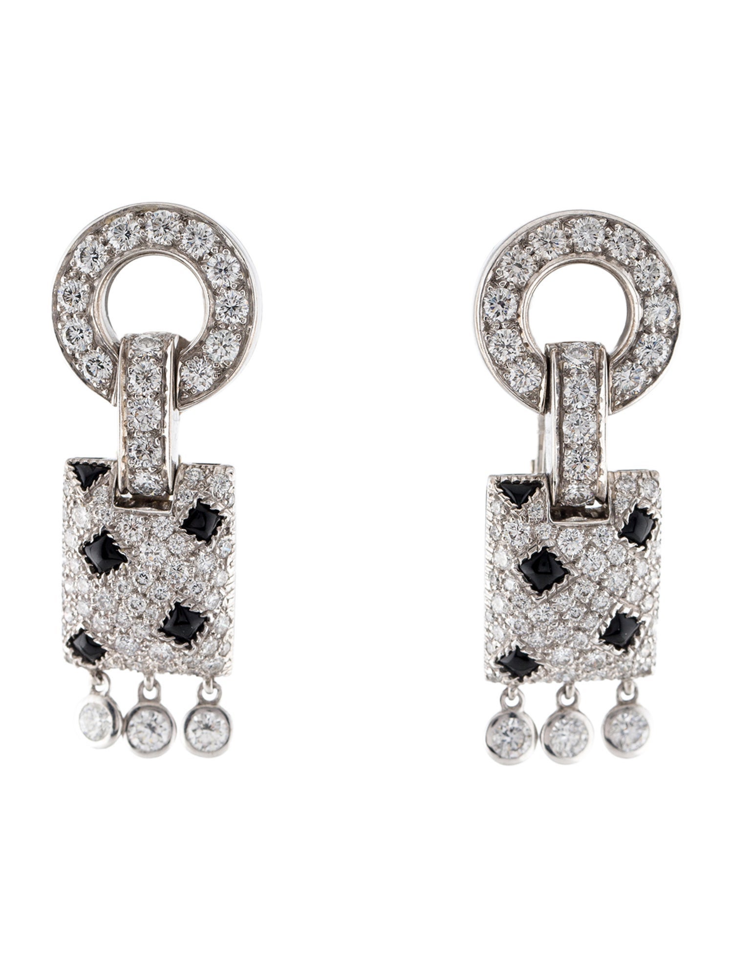 Cartier Diamond and Onyx Panthère Pelage Drop Earrings