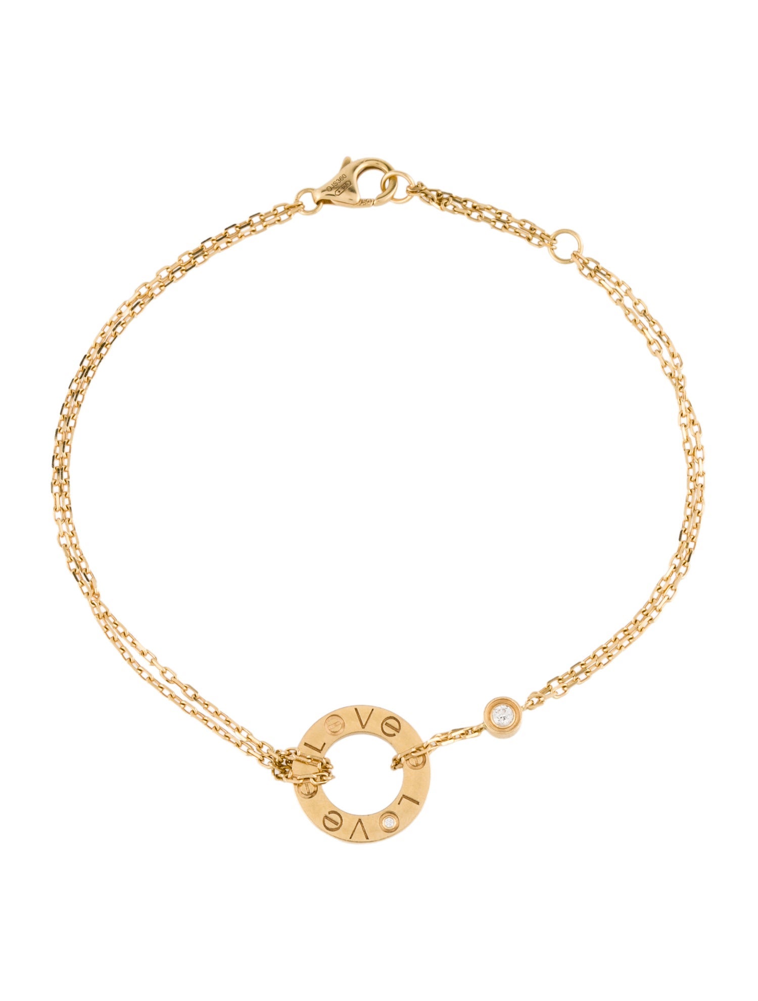 Cartier 2 Diamond LOVE Bracelet, On Chain