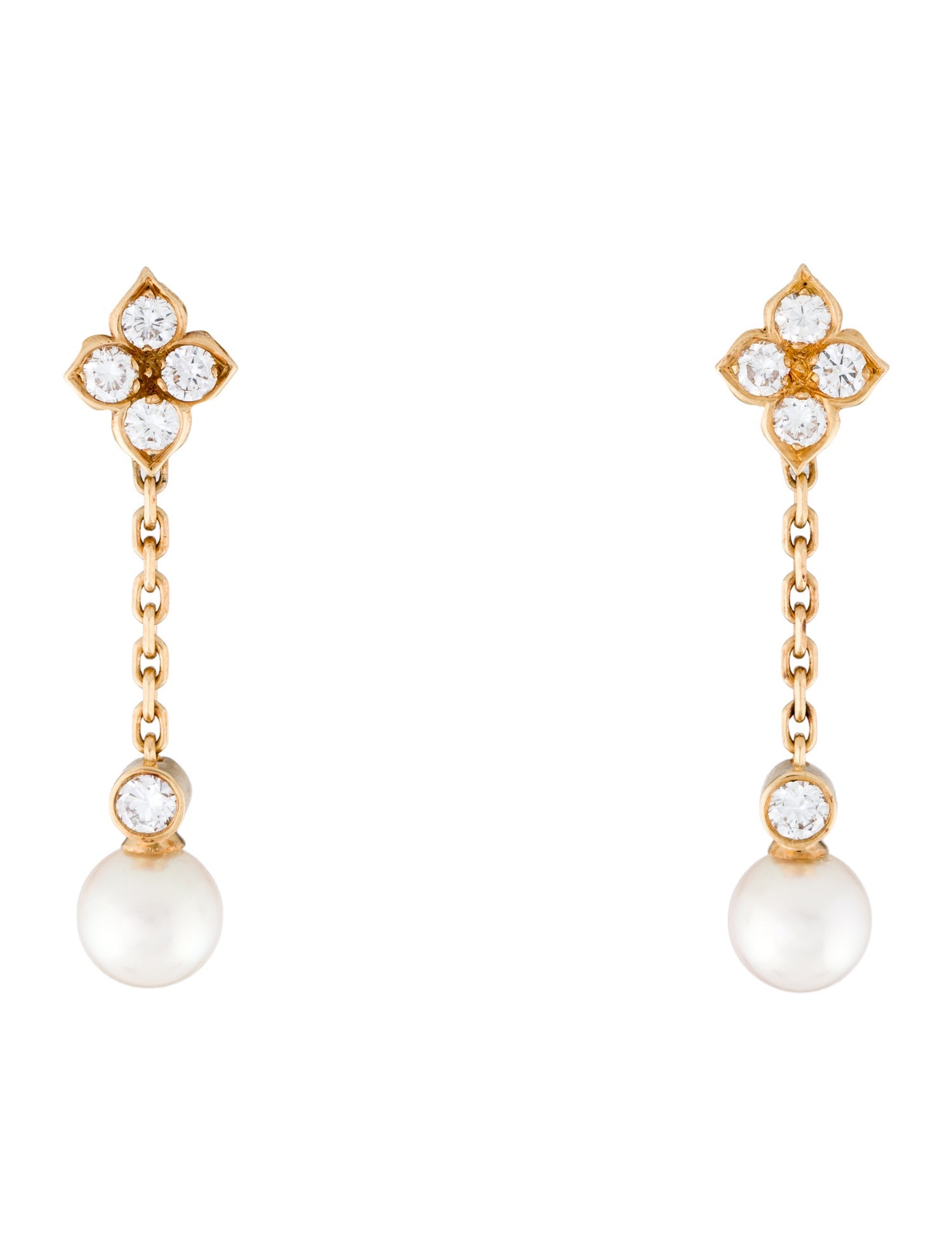 Cartier Pearl & Diamond Drop Earrings