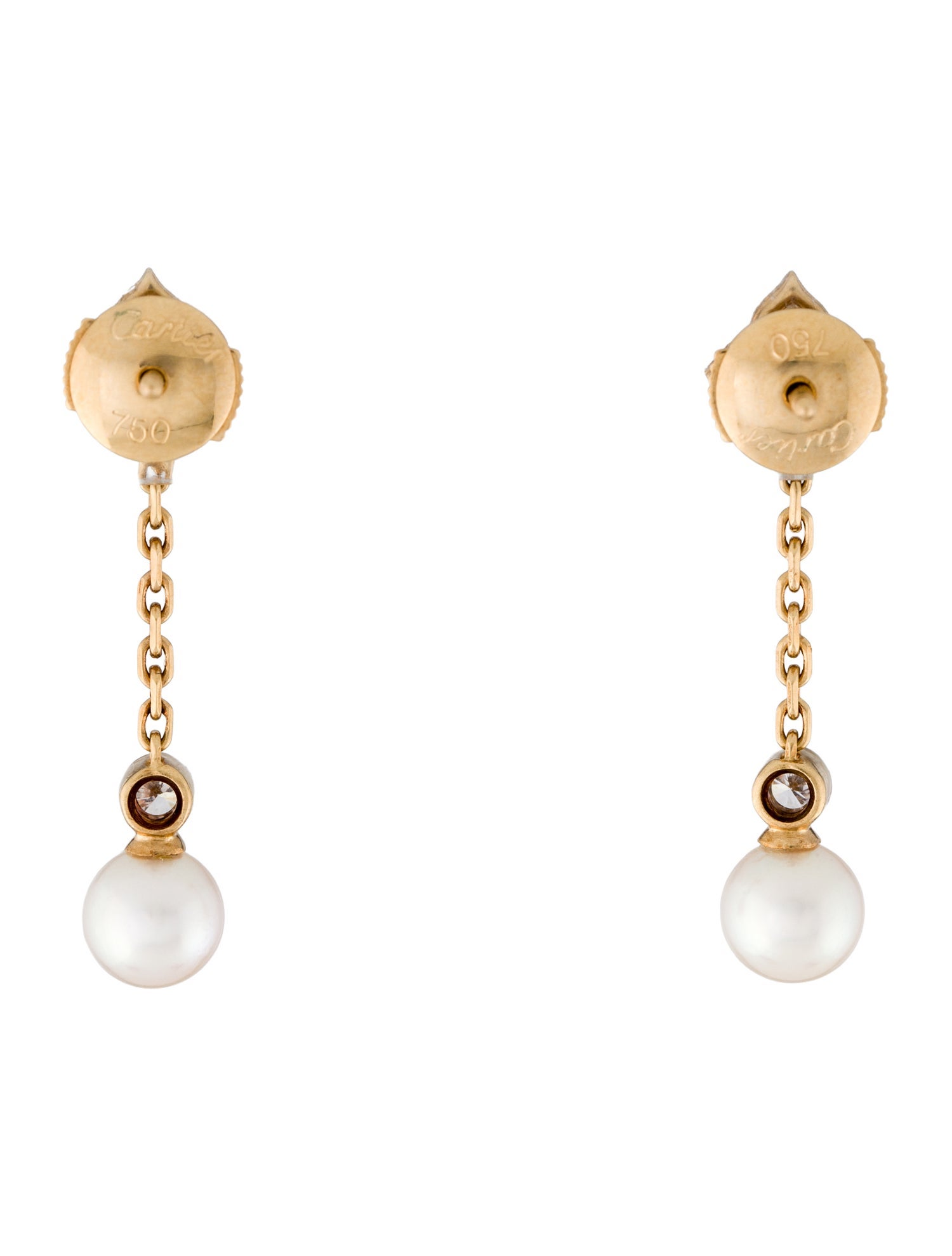 Cartier Pearl & Diamond Drop Earrings