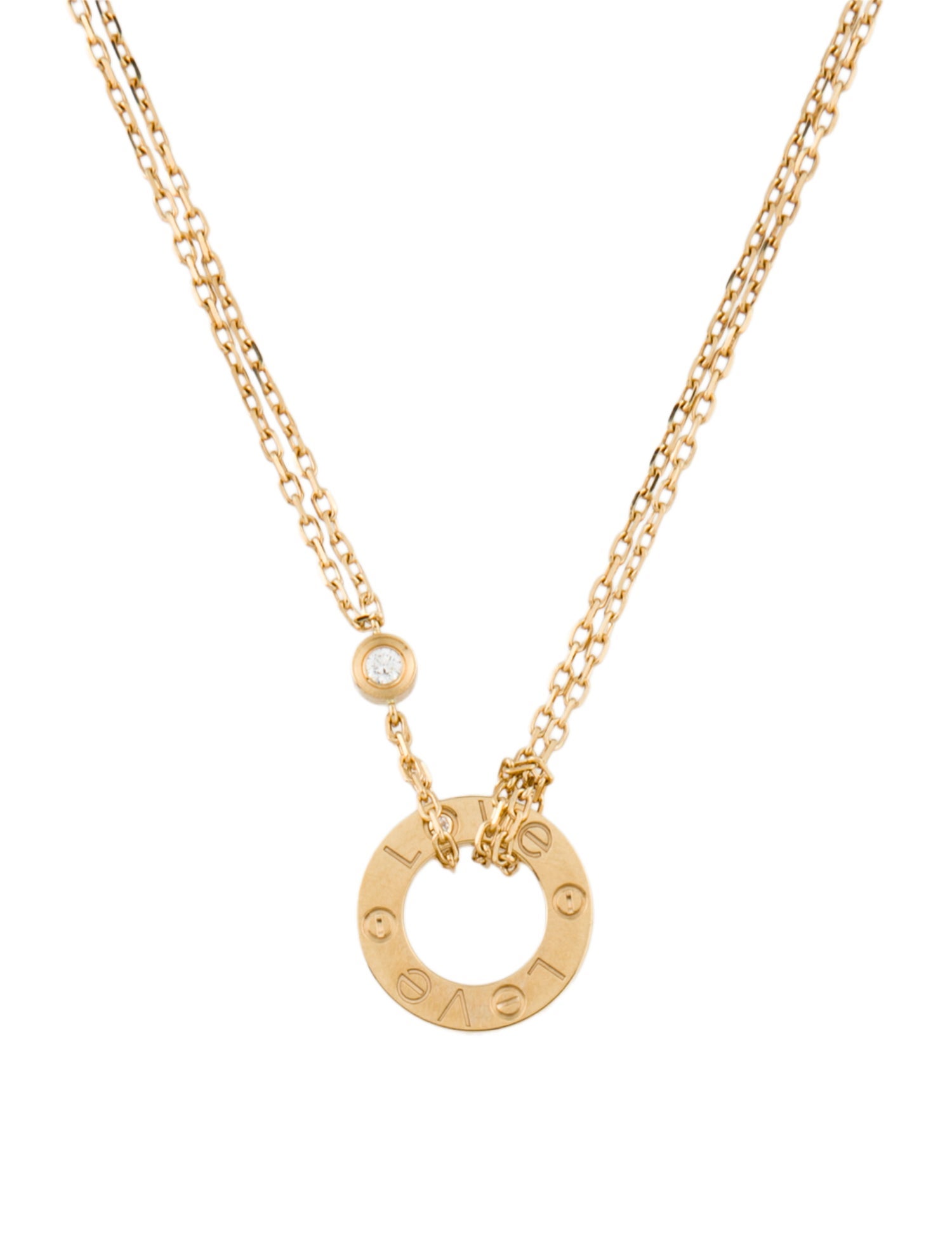 Cartier 2 Diamond LOVE Pendant Necklace