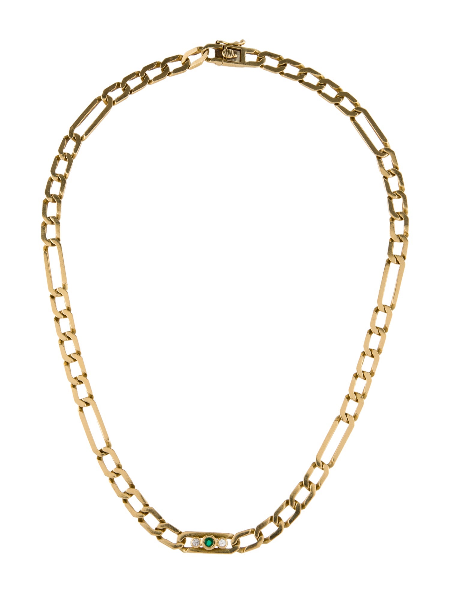 Cartier Vintage Emerald & Diamond Curb Chain Necklace