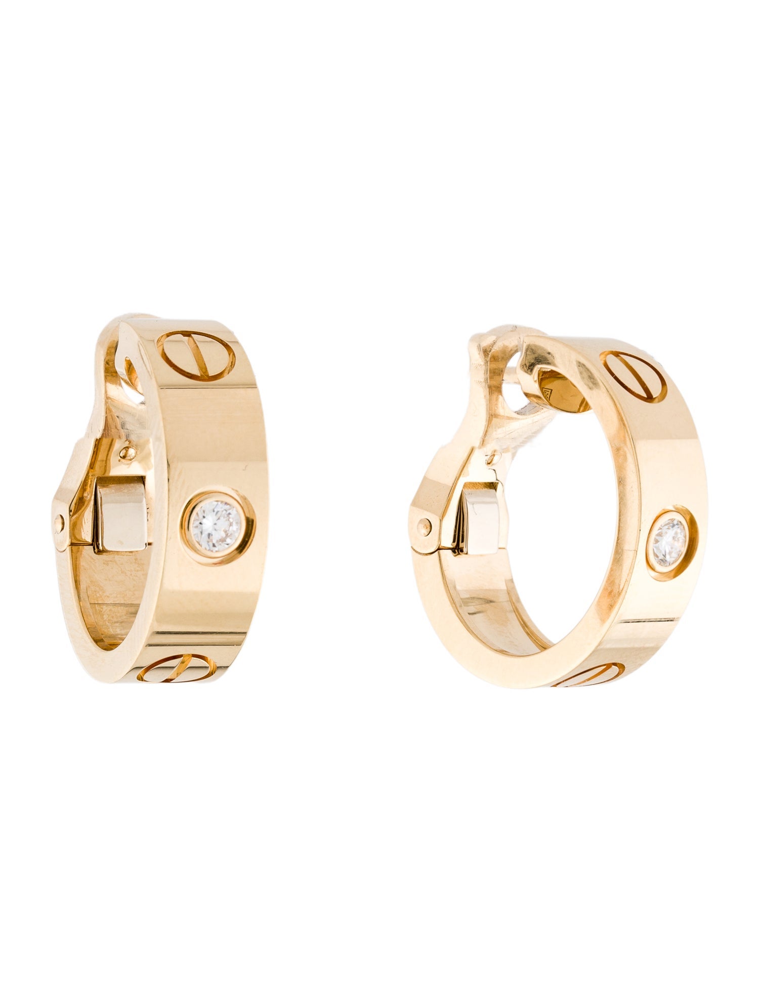 Cartier 2 Diamond LOVE Hoop Earrings, Classic Model