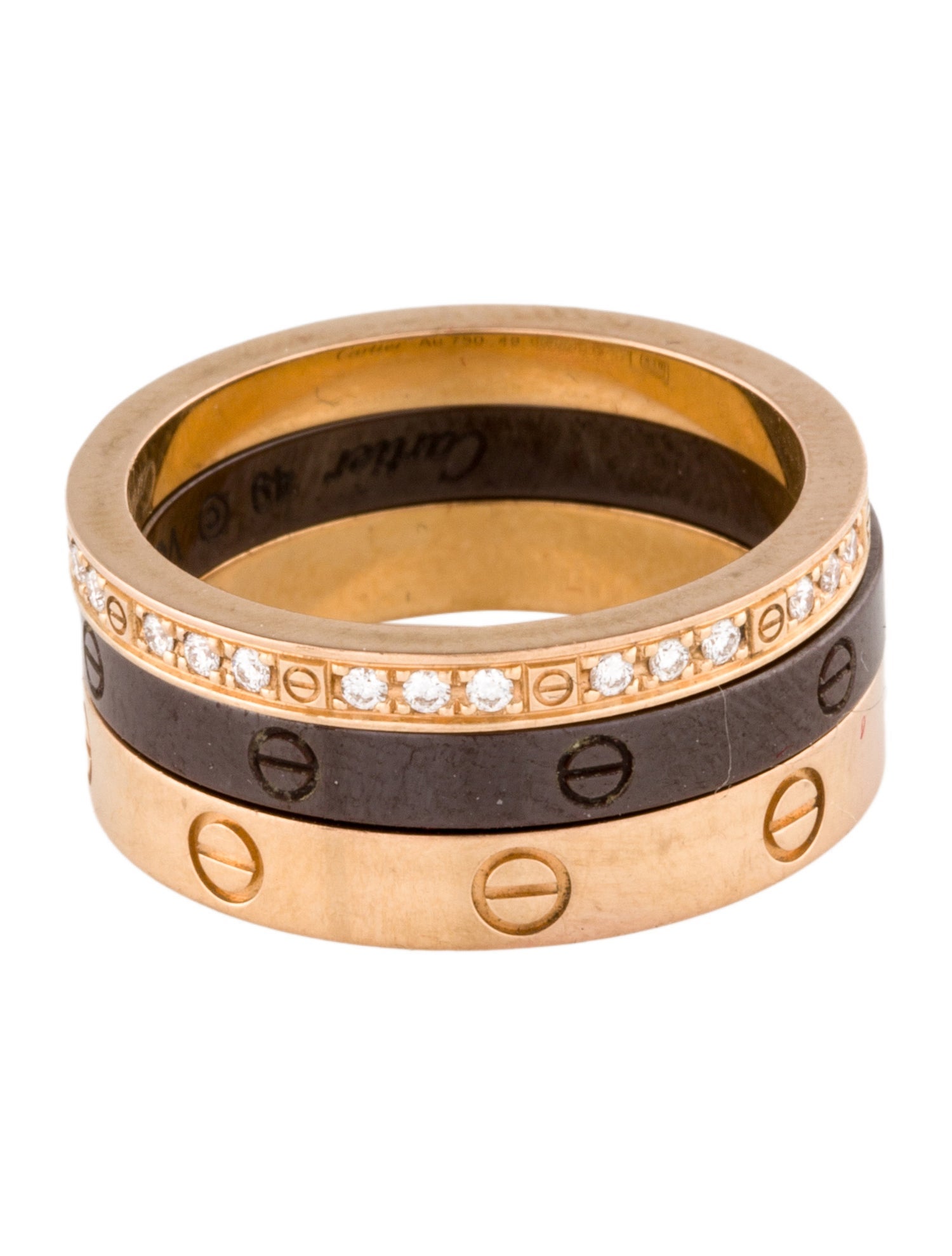 Cartier Ceramic LOVE Ring Set, Half-Pavéd