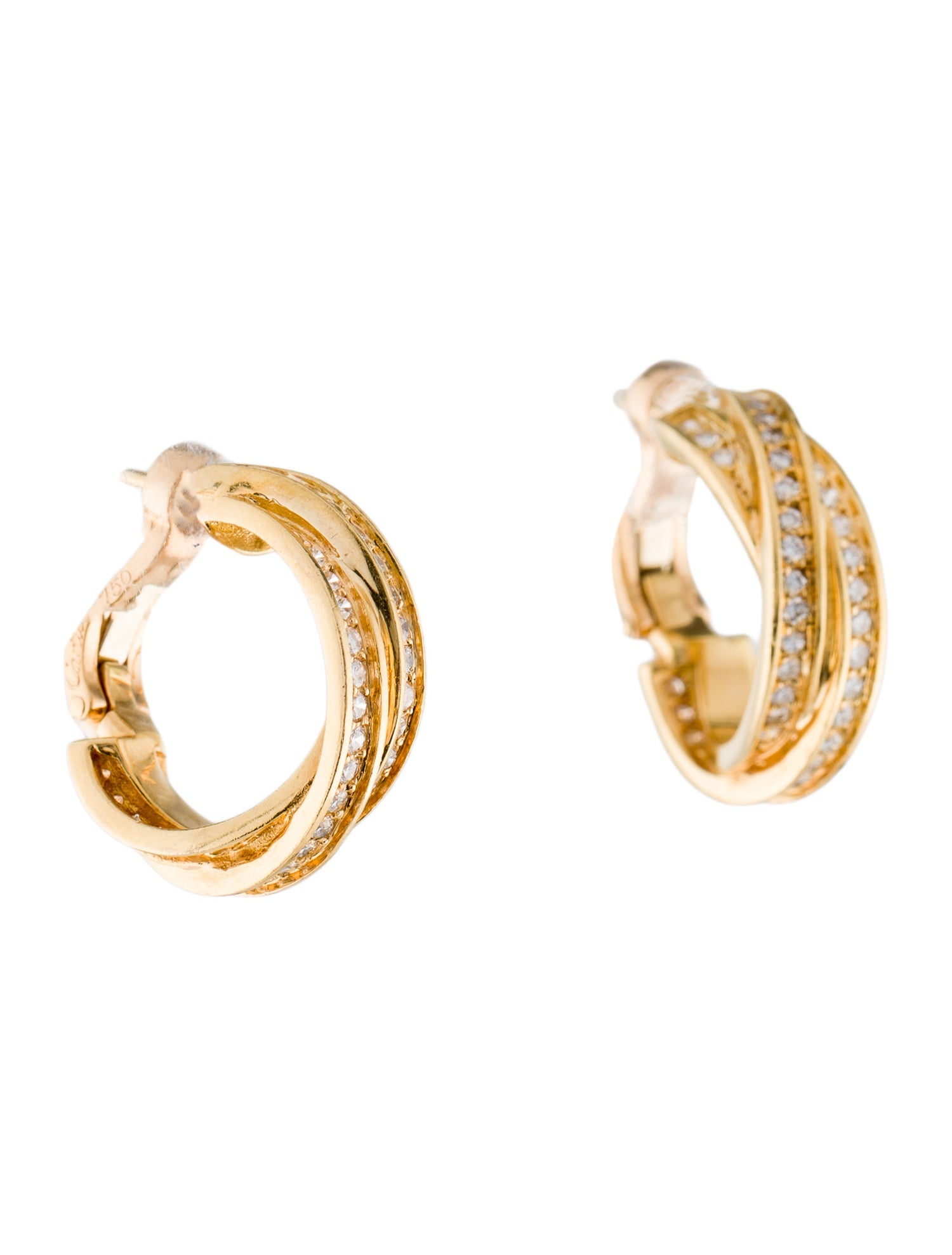 Cartier Vintage Trinity Earrings, Pavéd