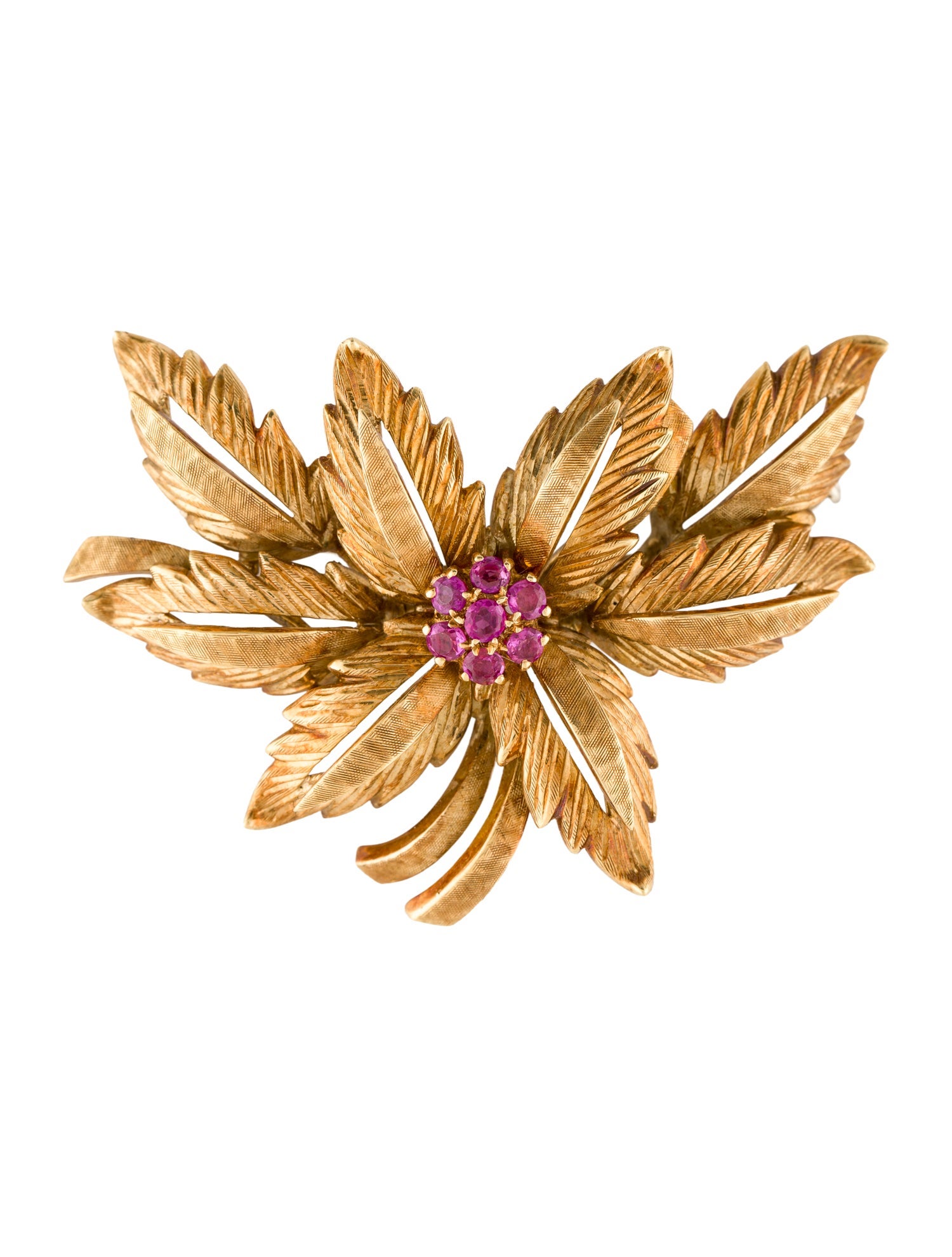 Cartier Vintage Ruby Leaf Brooch