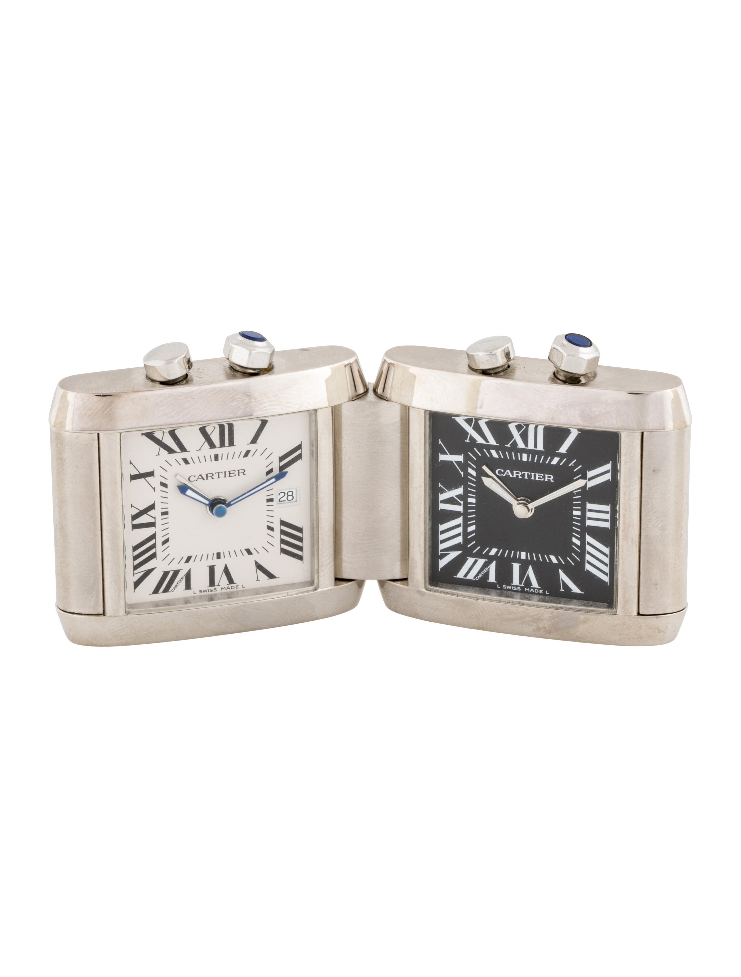 Cartier Tank Française Dual Time Zones Travel Clock