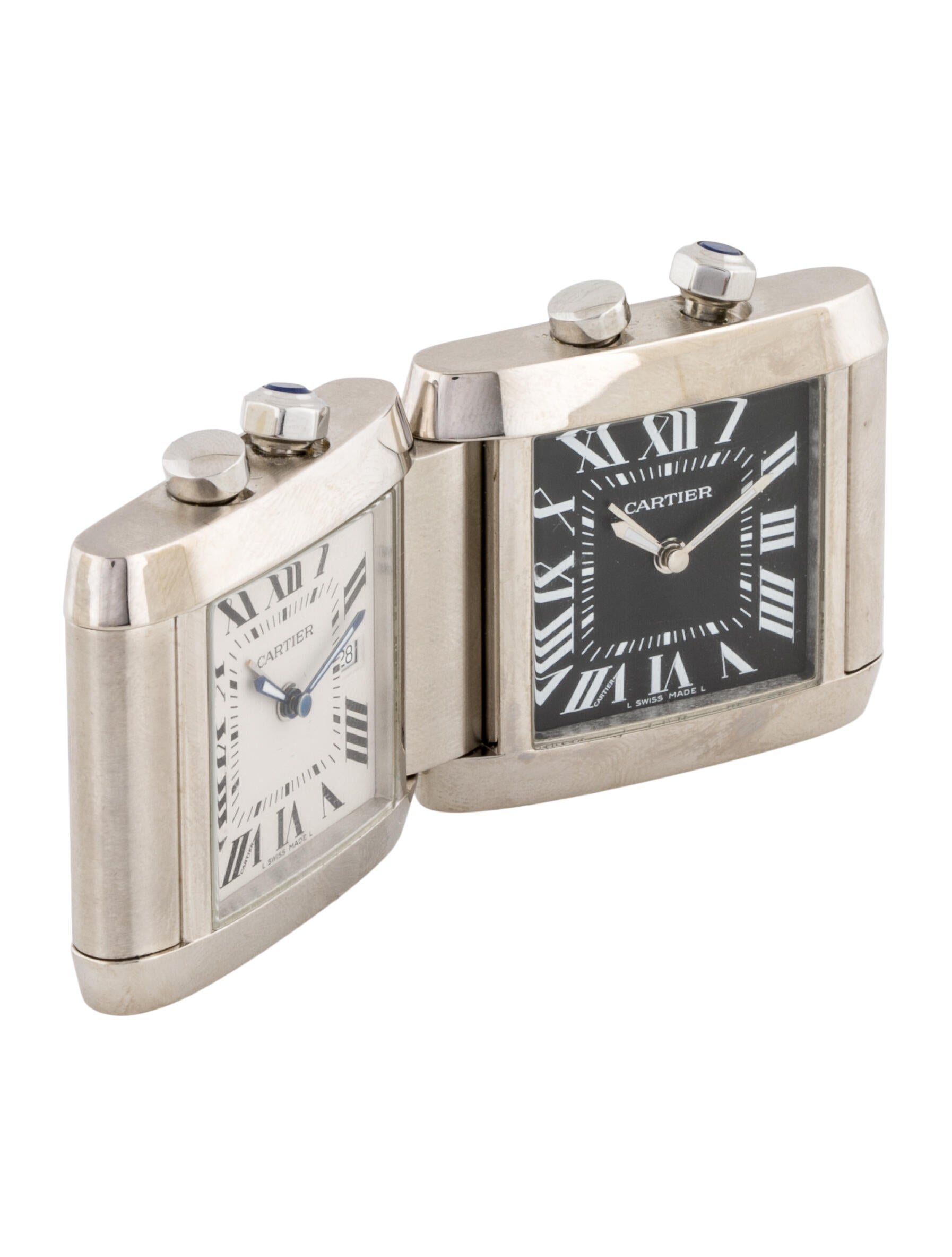 Cartier Tank Française Dual Time Zones Travel Clock