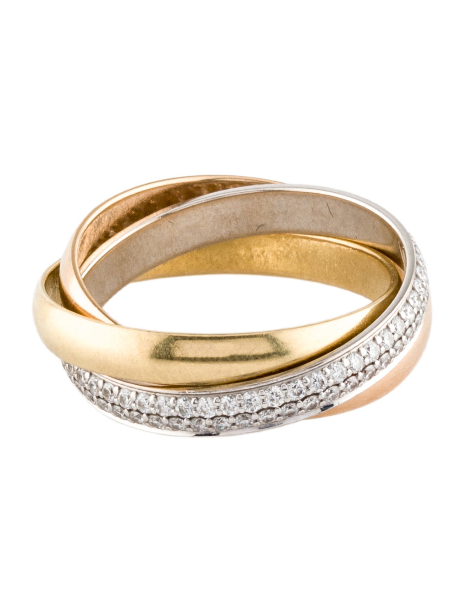 Cartier Trinity Ring, Small Model, Half-Pavéd