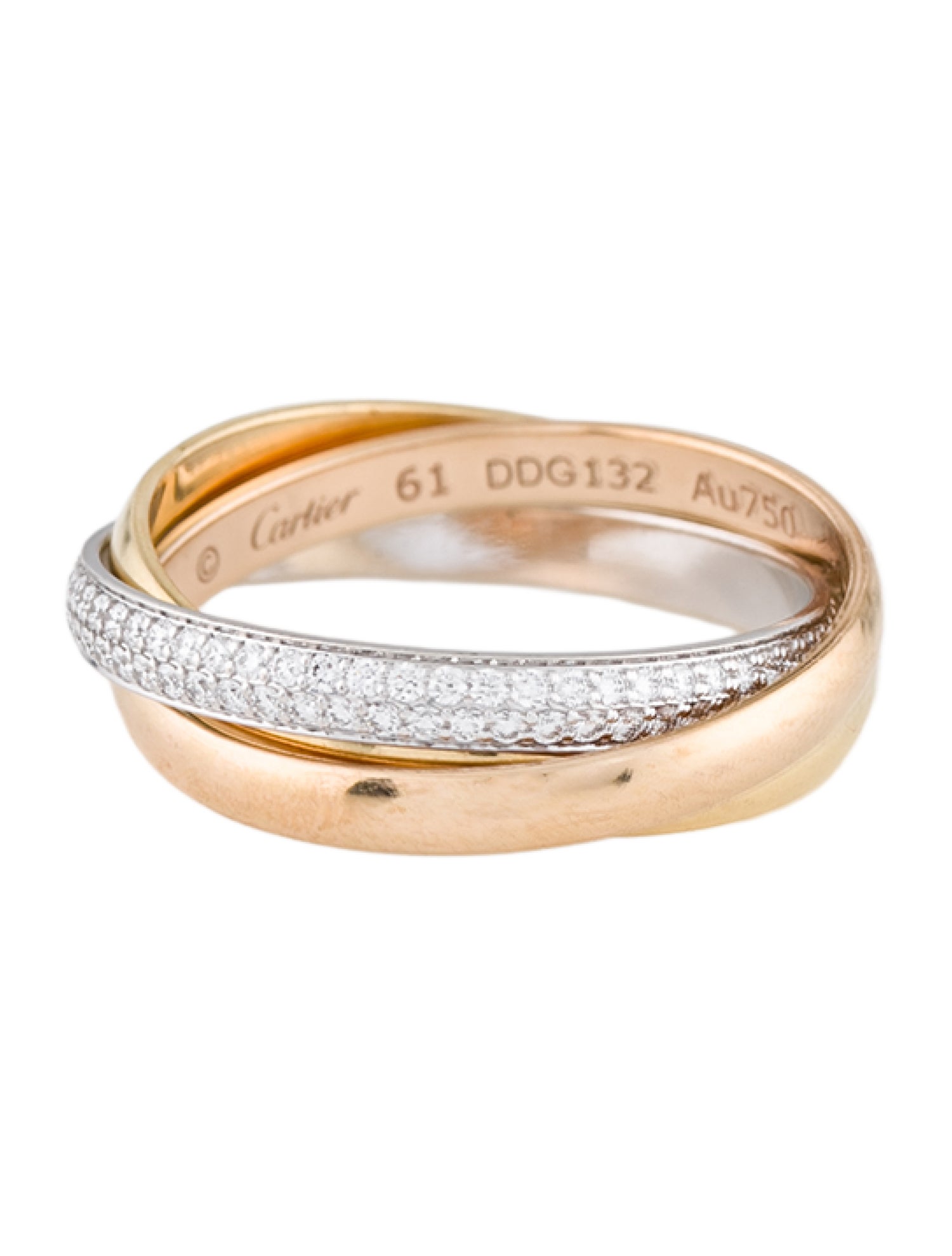 Cartier Trinity Ring, Small Model, Half-Paved