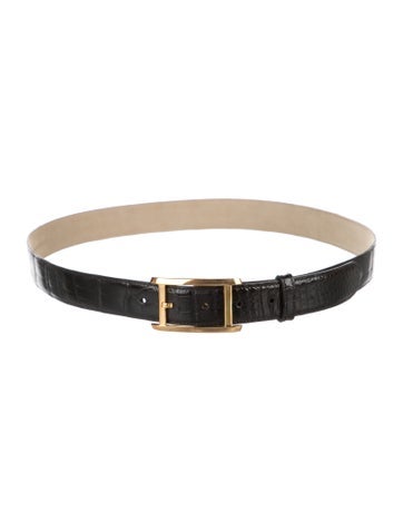 Pre-owned Cartier Skinny Alligator Belt In Black