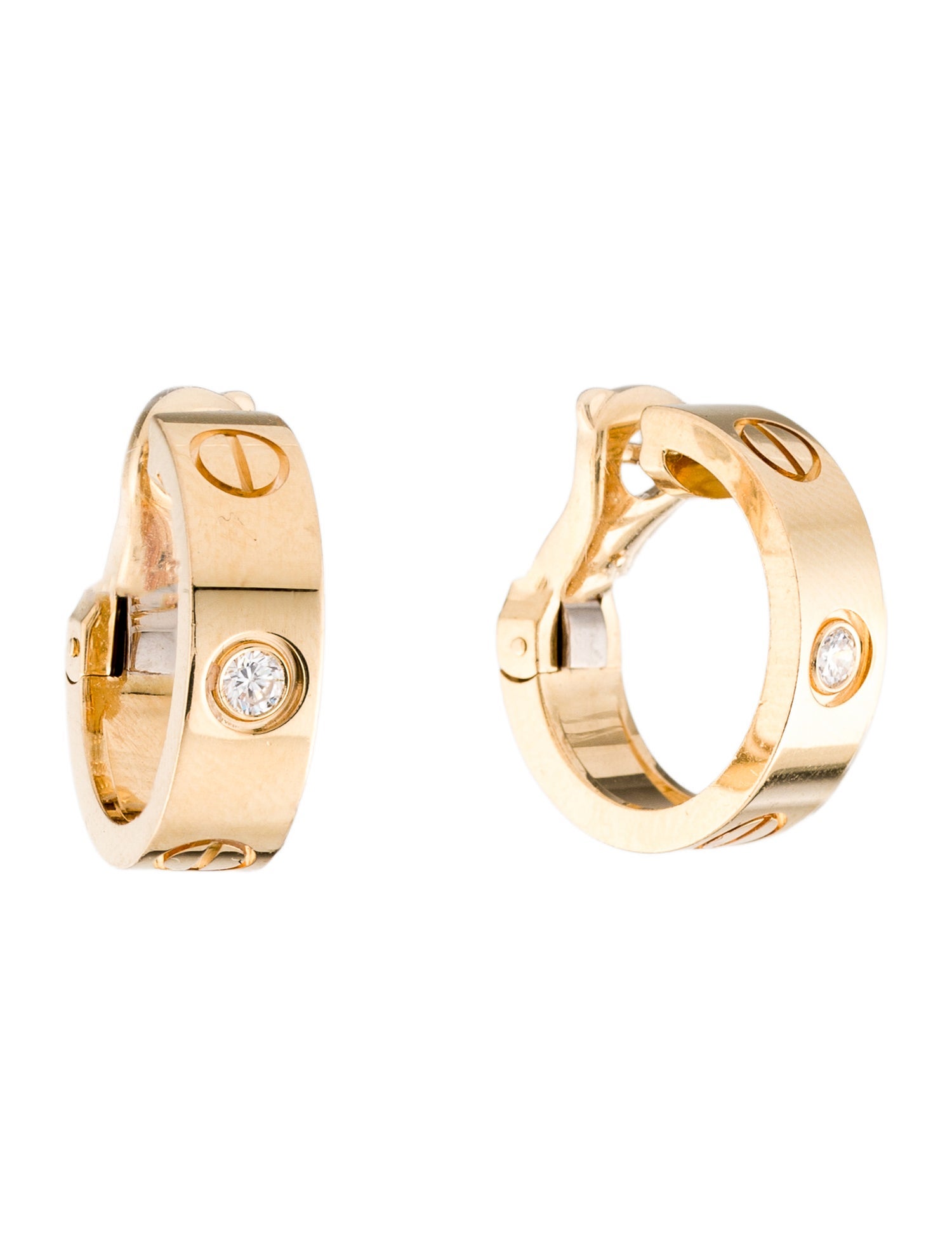 Cartier 2 Diamond Classic LOVE Hoop Earrings
