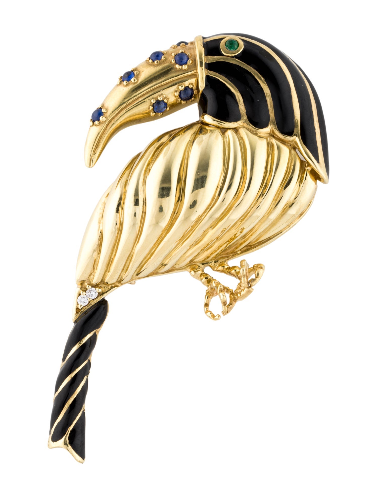 Cartier Aldo Cipullo Vintage Emerald, Sapphire & Diamond Toucan Brooch