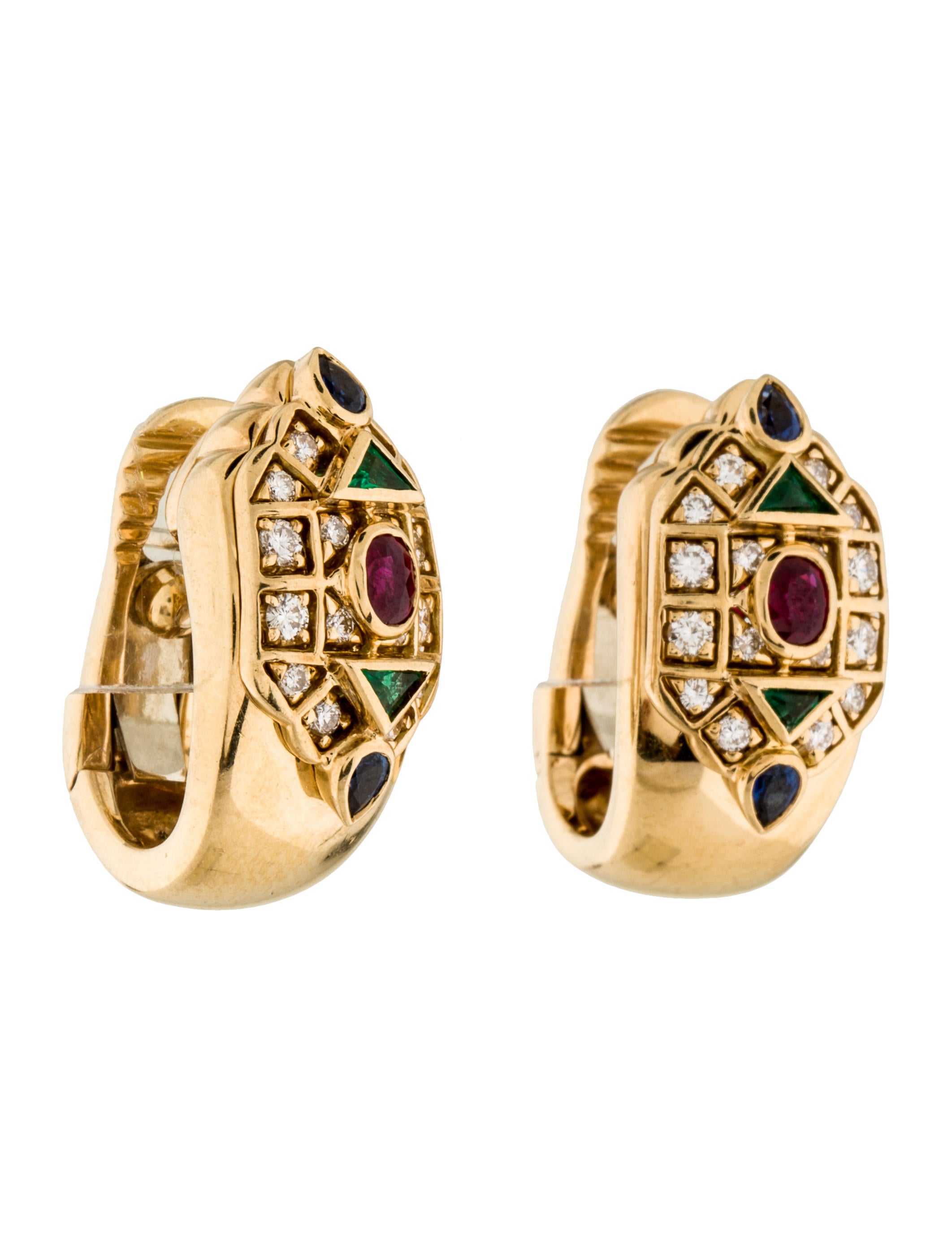 Cartier Diamond, Ruby, Sapphire & Emerald Earrings Earrings