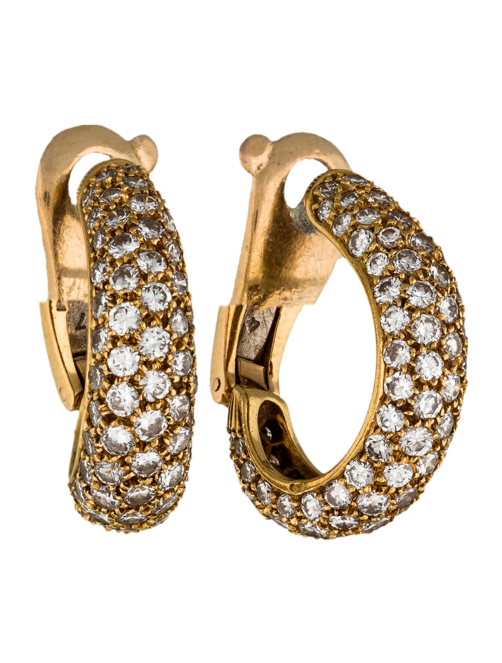 Cartier Yellow Gold Cartier Diamond Earrings 18K Yellow Gold Hoop