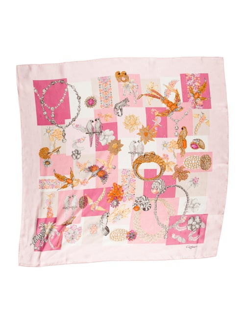 Cartier Printed Silk Scarf Pink