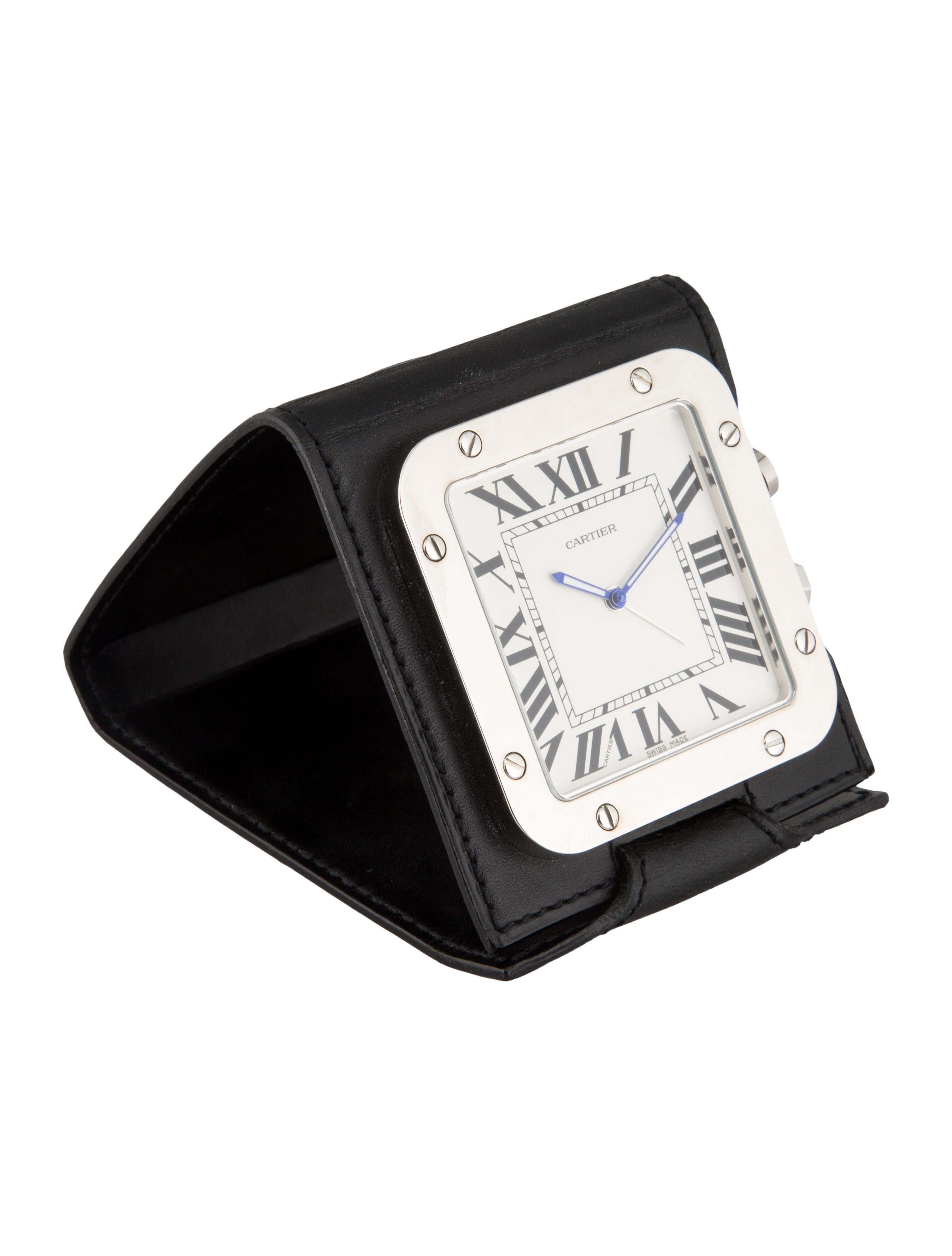 Cartier Santos Travel Alarm Clock Black Decorative Accents, Decor