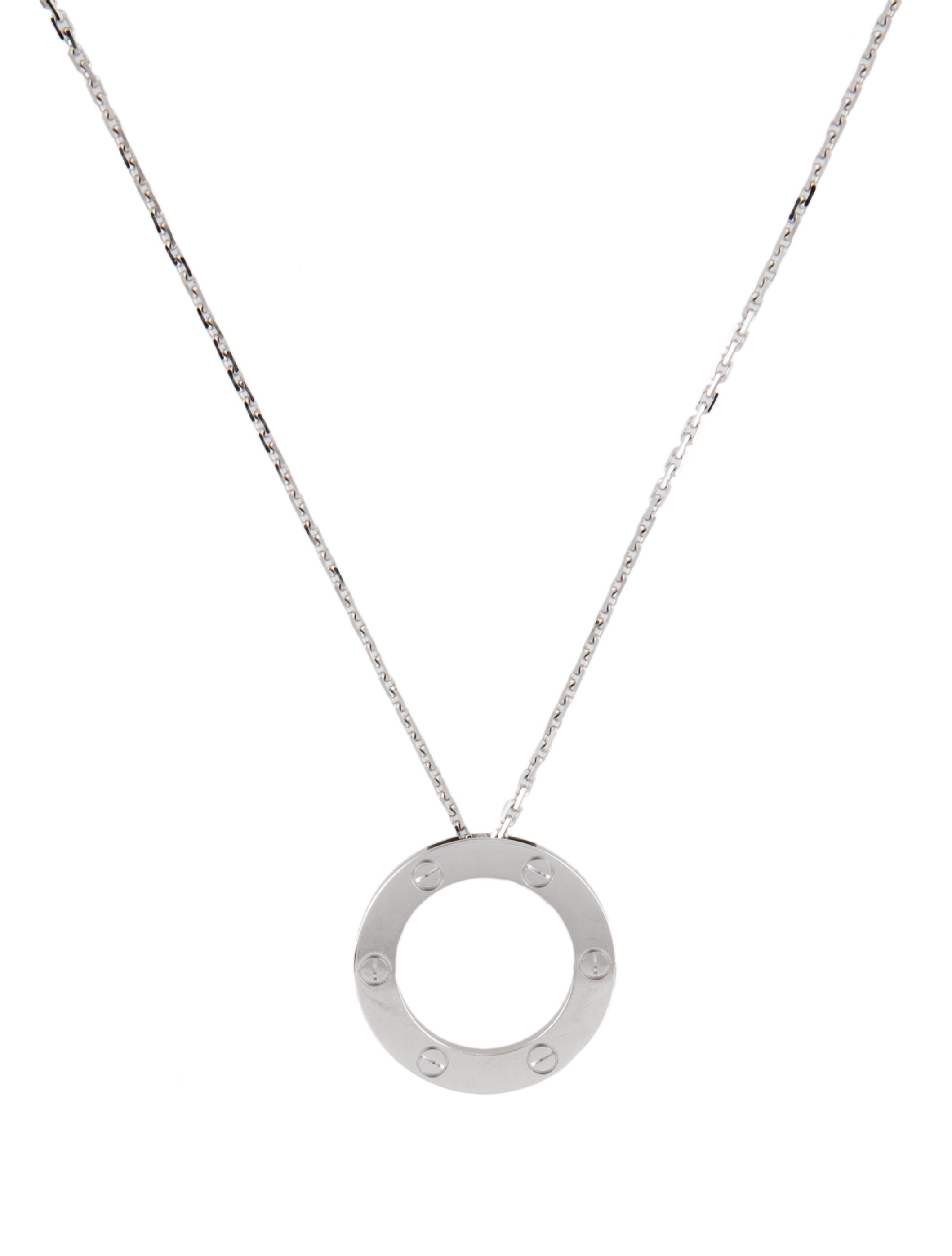 Cartier LOVE Necklace RhodiumPlated 18K White Gold Pendant Necklace