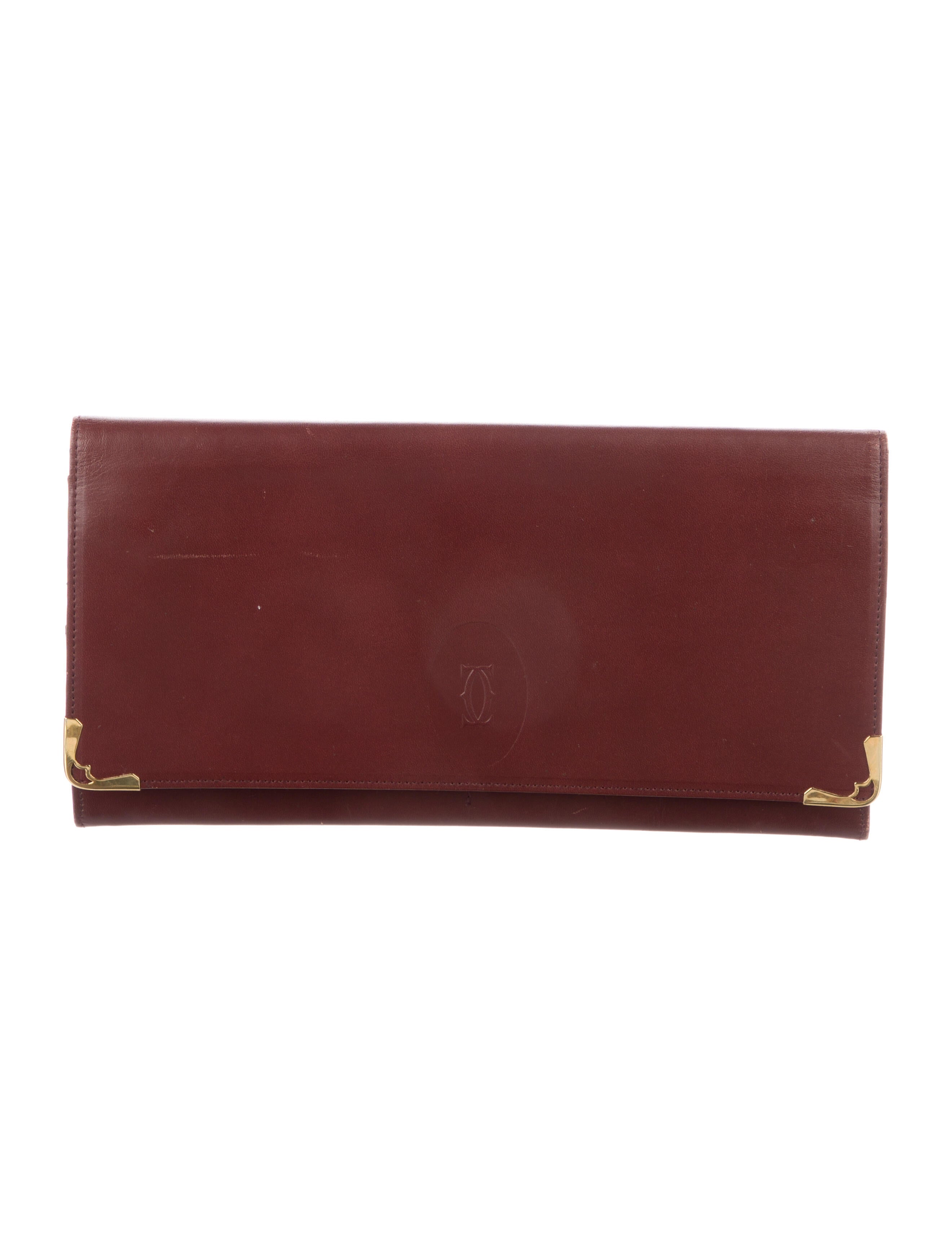 Cartier Must De Cartier Vintage Leather Clutch Burgundy Clutches