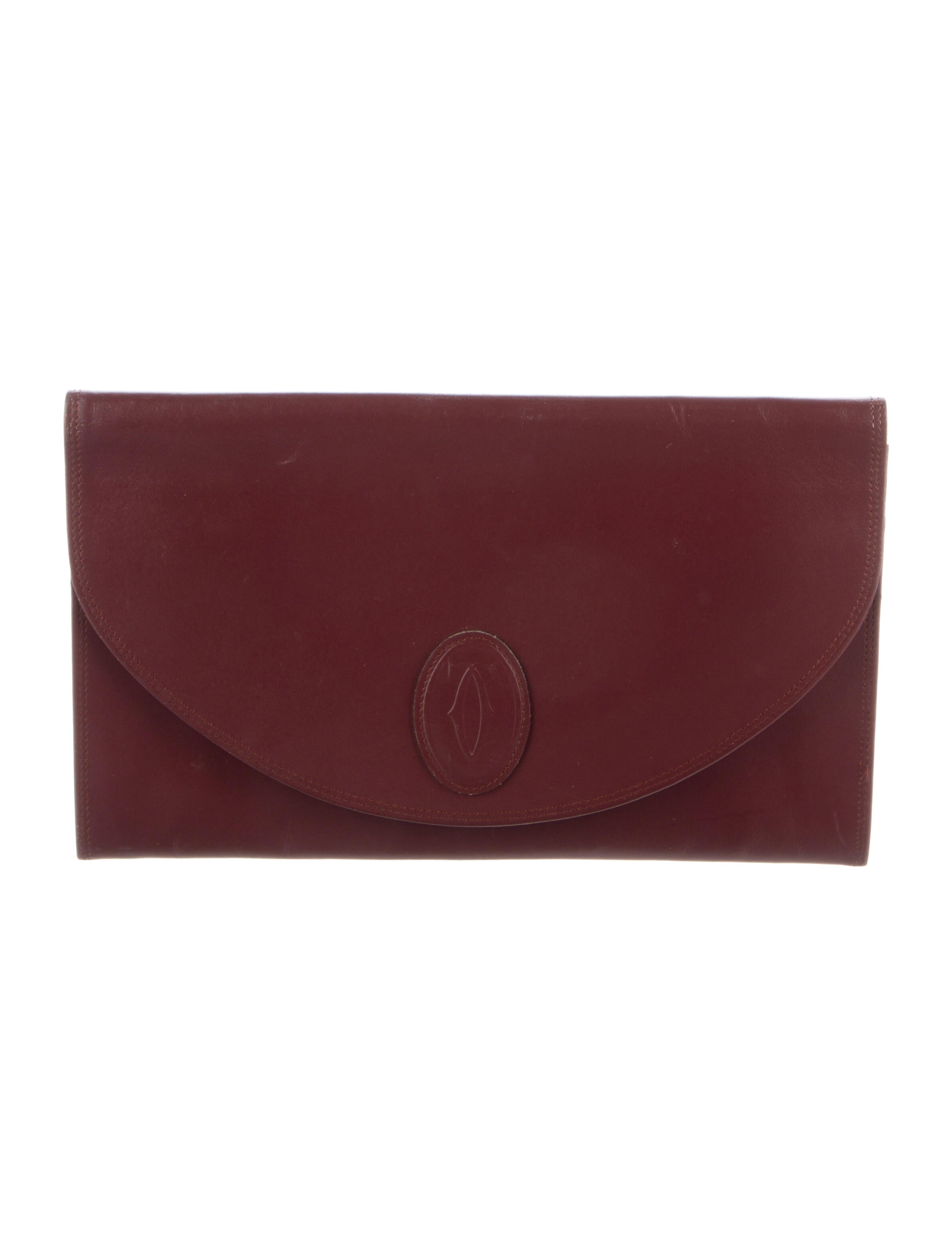 Cartier Must De Cartier Vintage Leather Clutch Burgundy Clutches