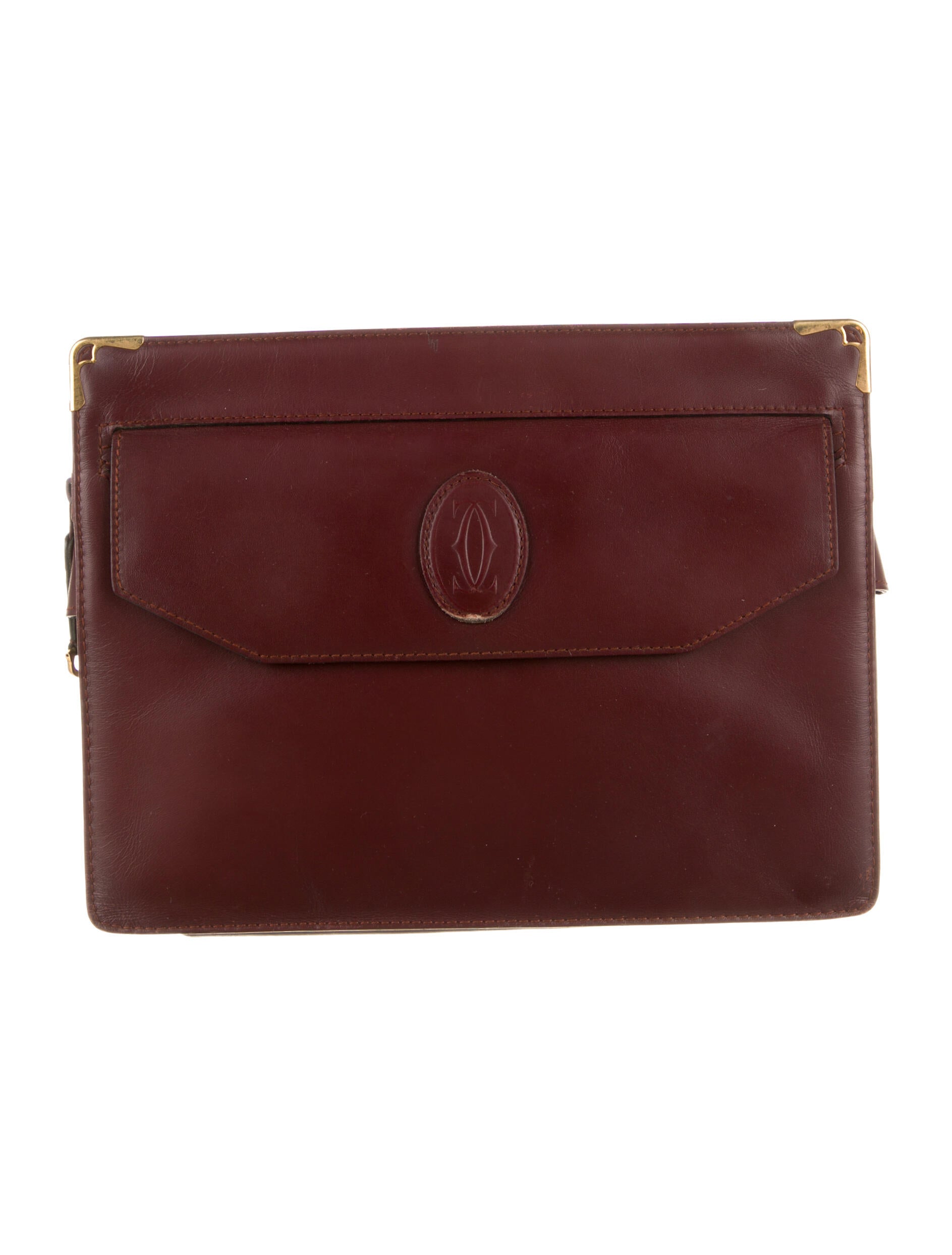 Cartier Must De Cartier Vintage Leather Clutch Burgundy Clutches