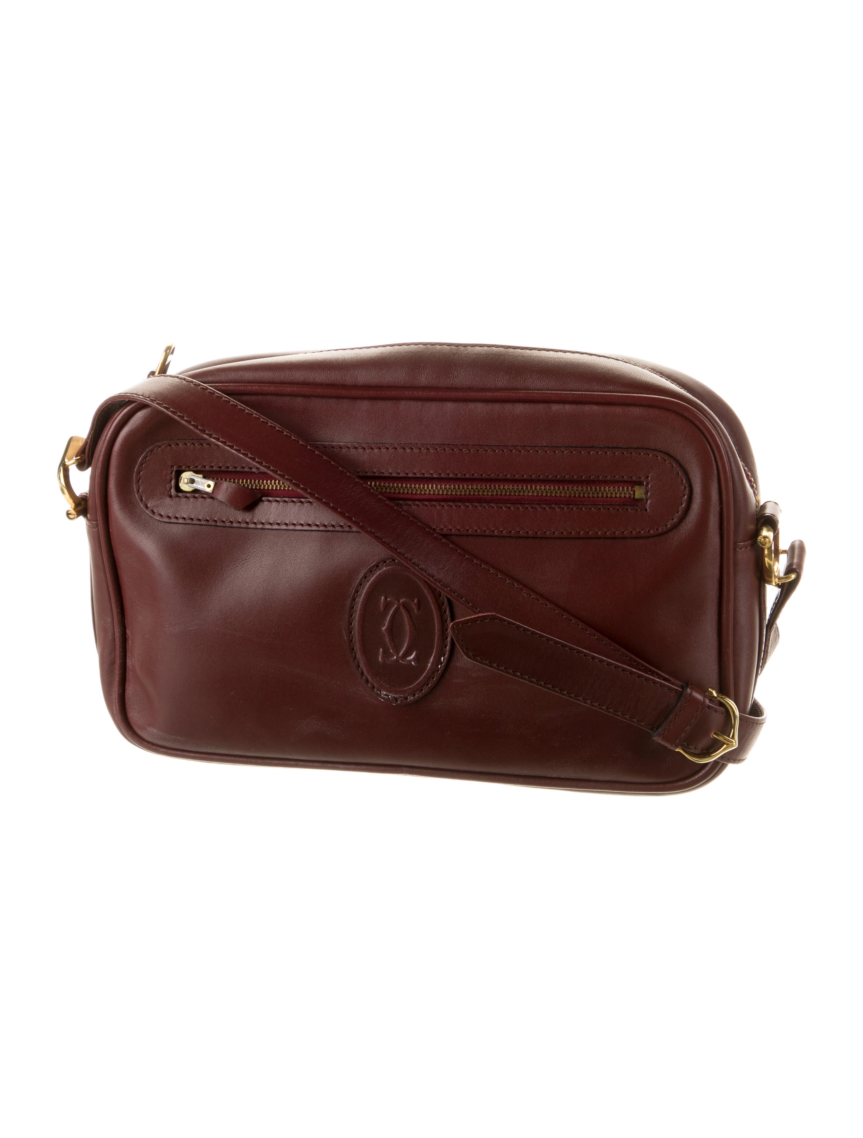 Cartier Vintage Leather Crossbody Bag Burgundy Crossbody Bags