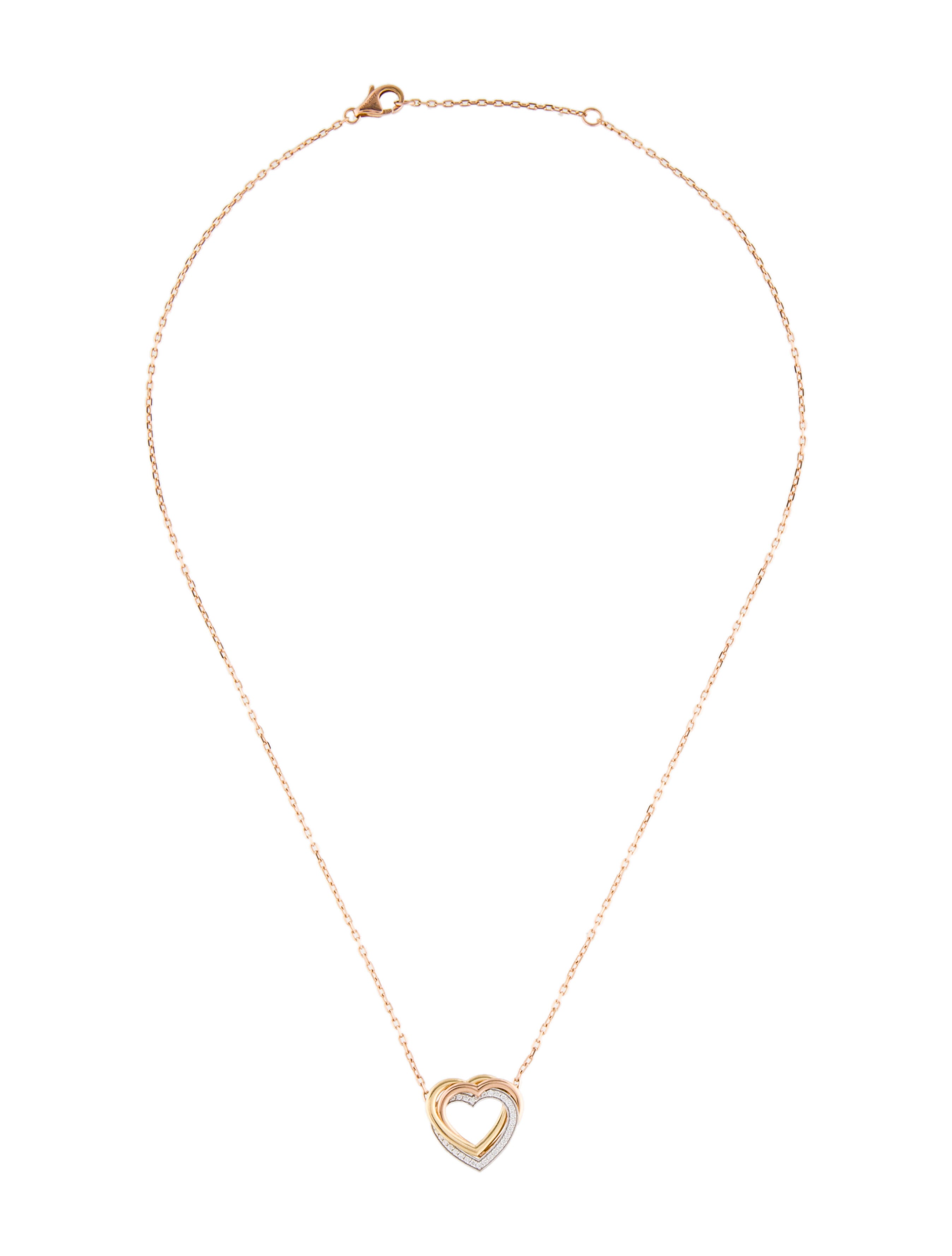 Cartier Diamond Trinity Heart Pendant Necklace 18K Yellow Gold