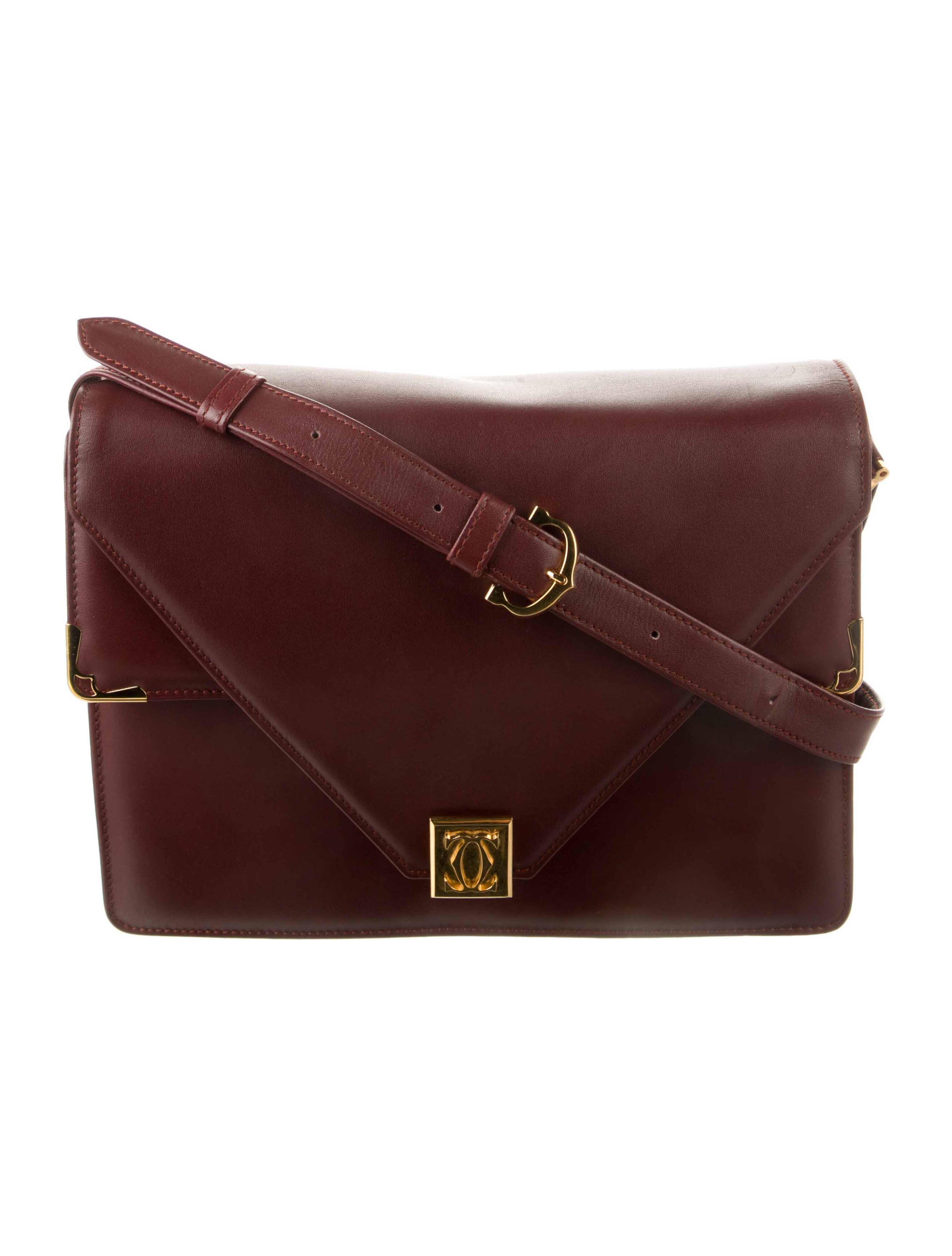 Cartier Les Must De Leather Flap Crossbody Bag Burgundy Crossbody