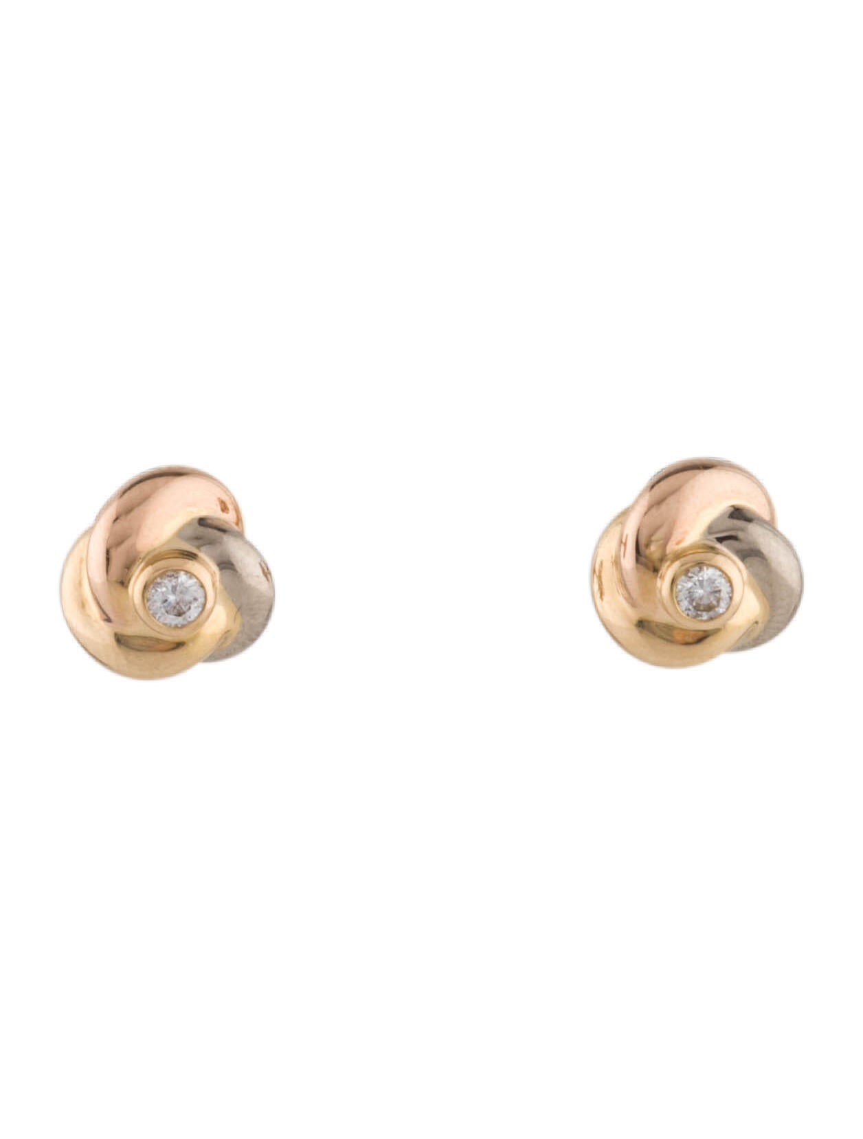 Cartier Diamond Double C de Cartier Earrings 18K Yellow Gold Stud