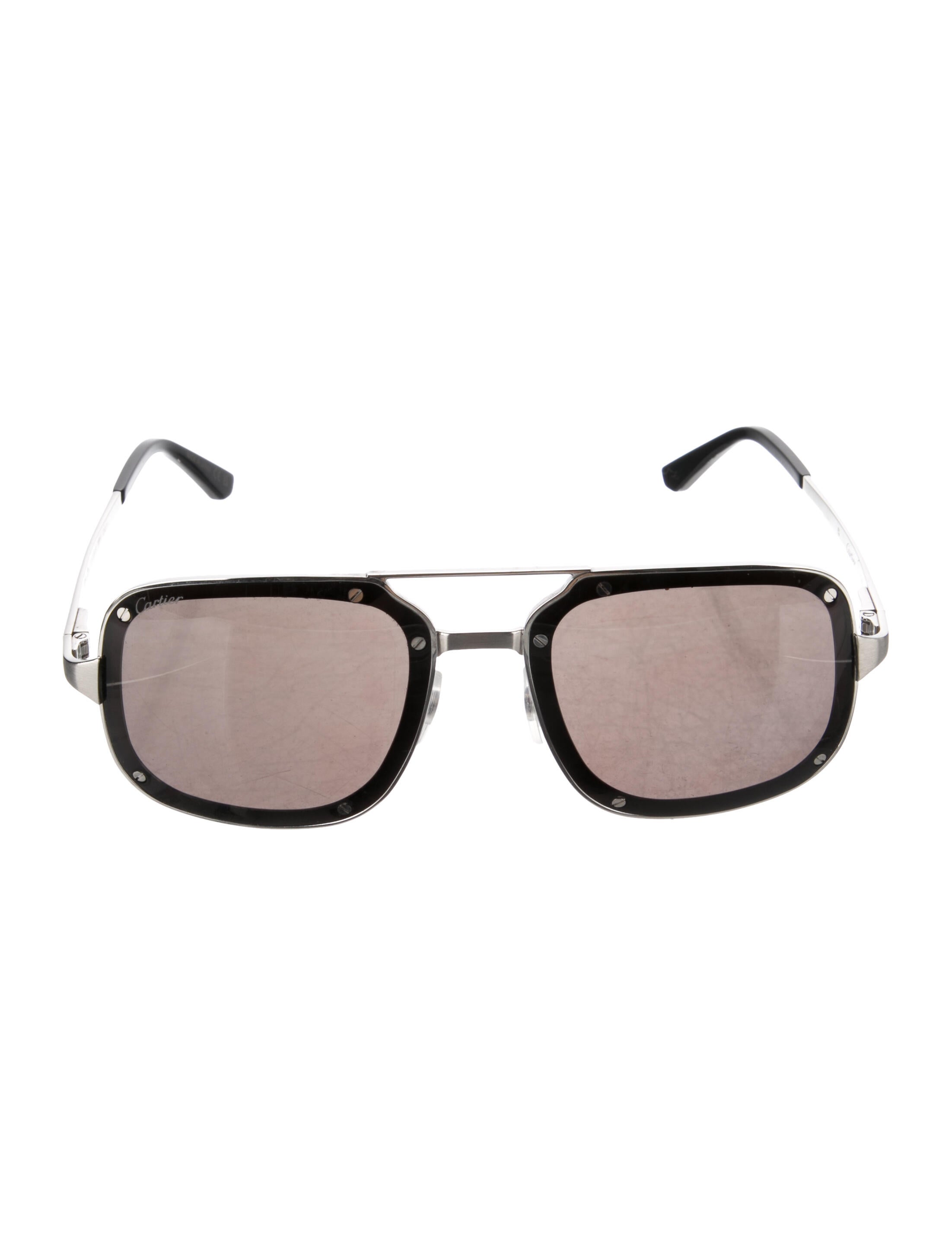 Cartier Square Tinted Sunglasses Silver Sunglasses, Accessories