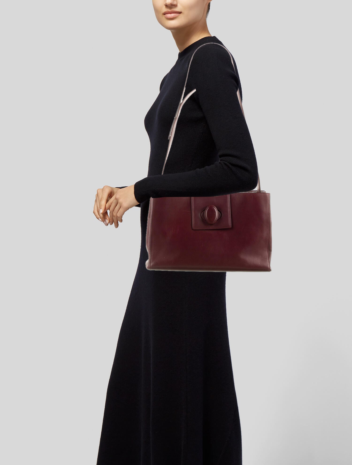 Cartier Leather Shoulder Bag Burgundy Shoulder Bags, Handbags