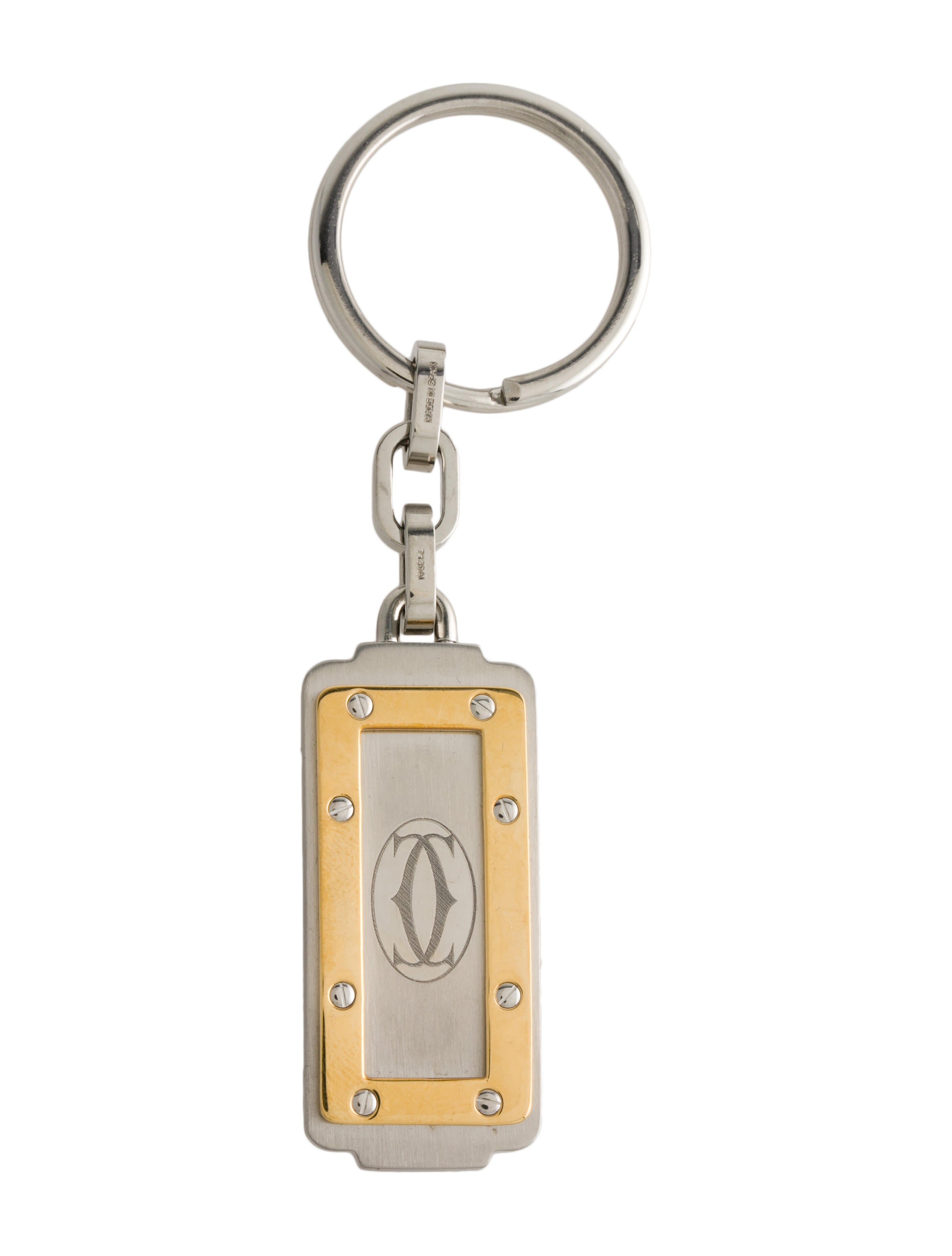 Cartier Engraved Silver Keychain Gold Keychains, Accessories