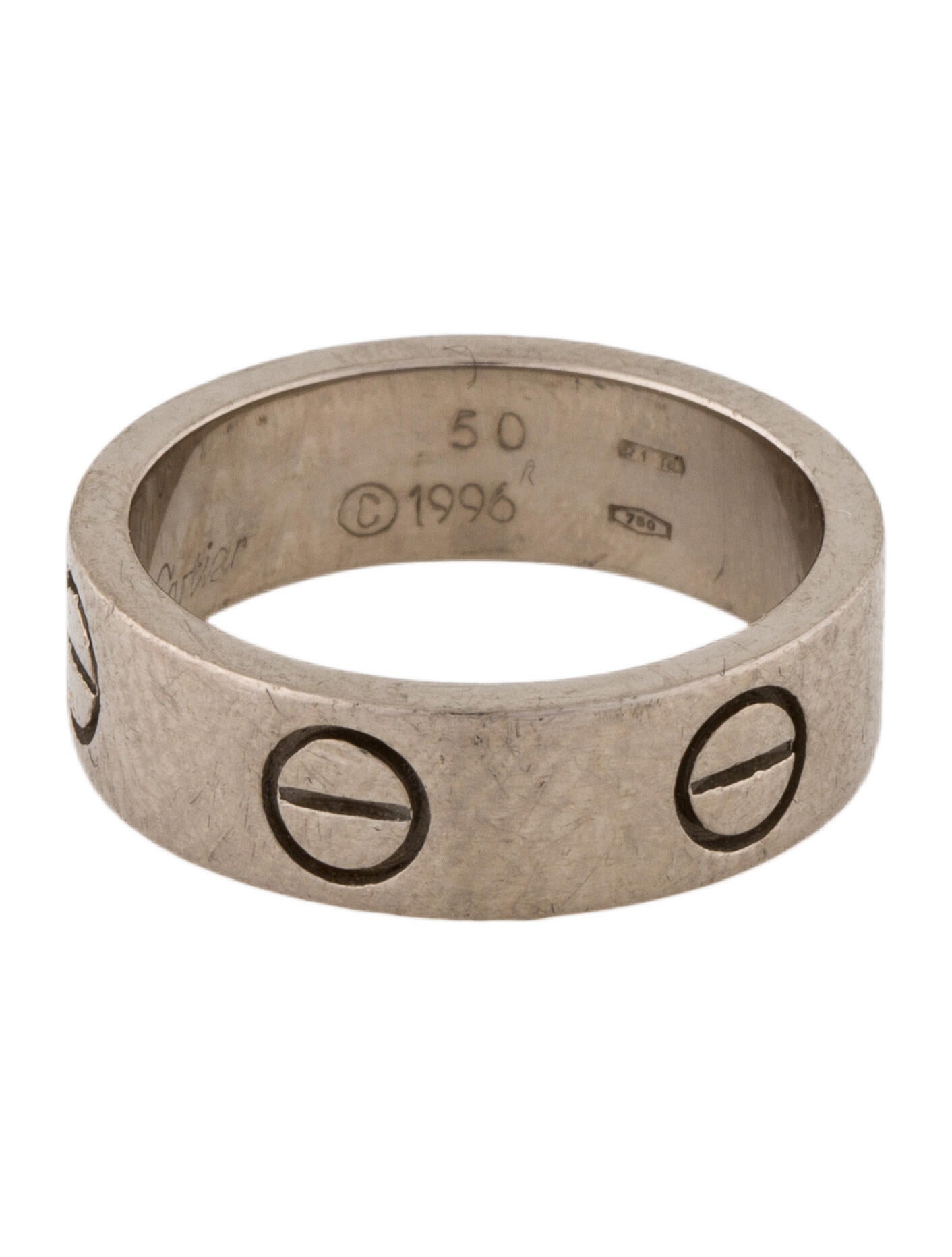 Cartier Vintage LOVE Ring RhodiumPlated 18K White Gold Band, Rings