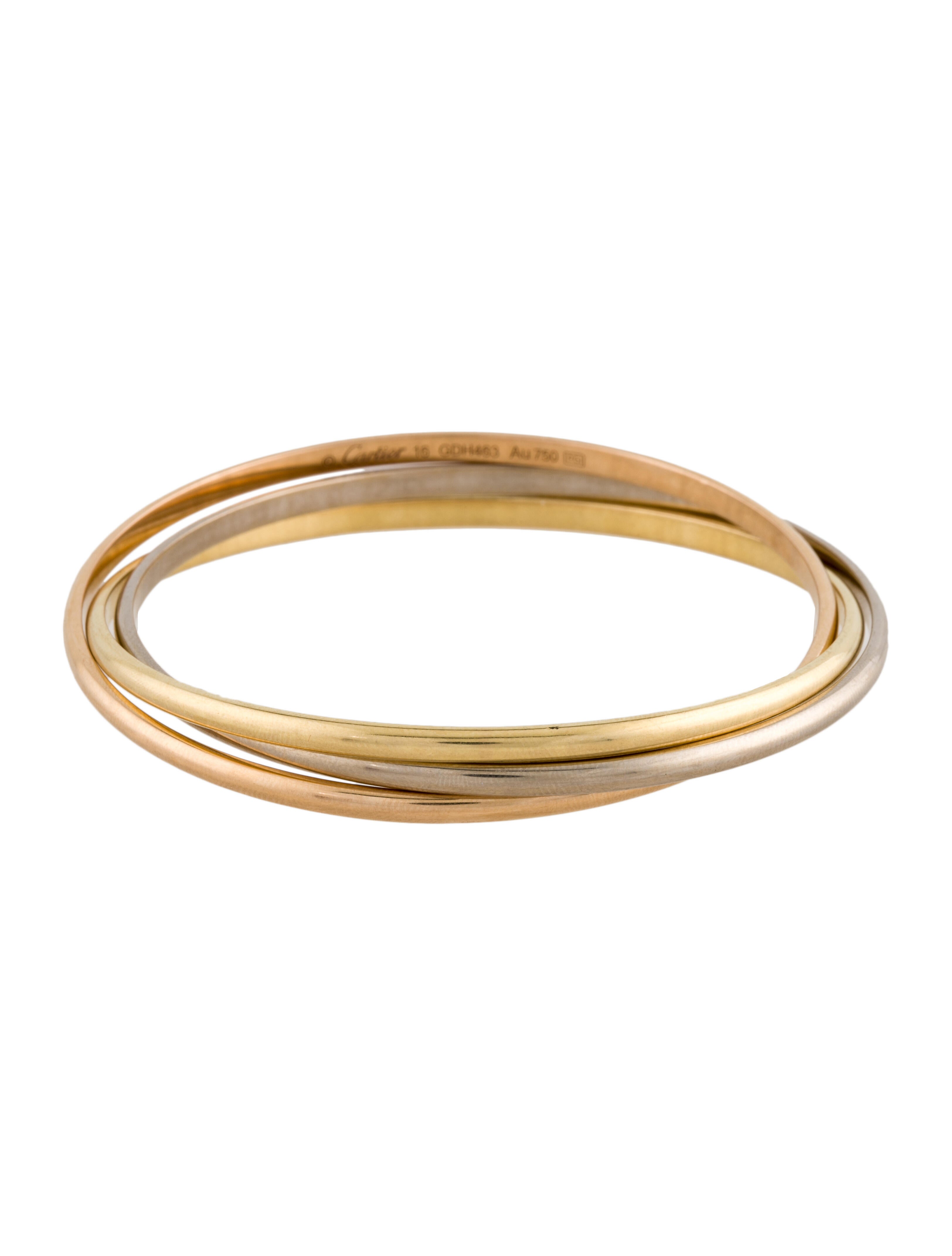 Cartier Trinity Bracelet 18K Yellow Gold RollingBangle, Bracelets