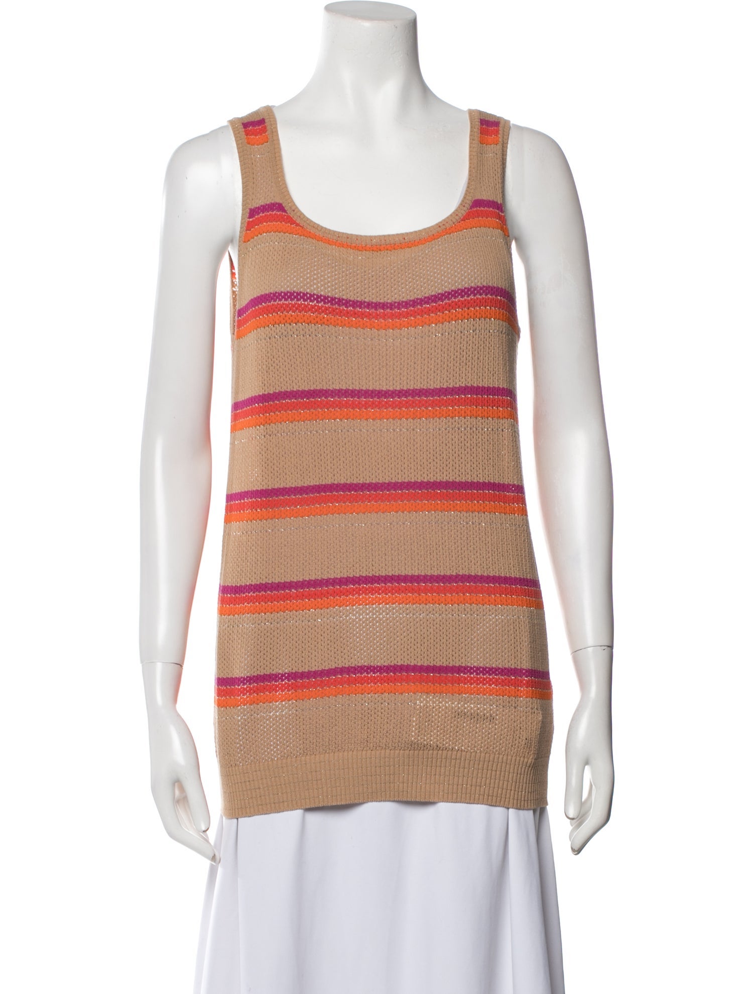 Cruciani Striped Scoop Neck Top