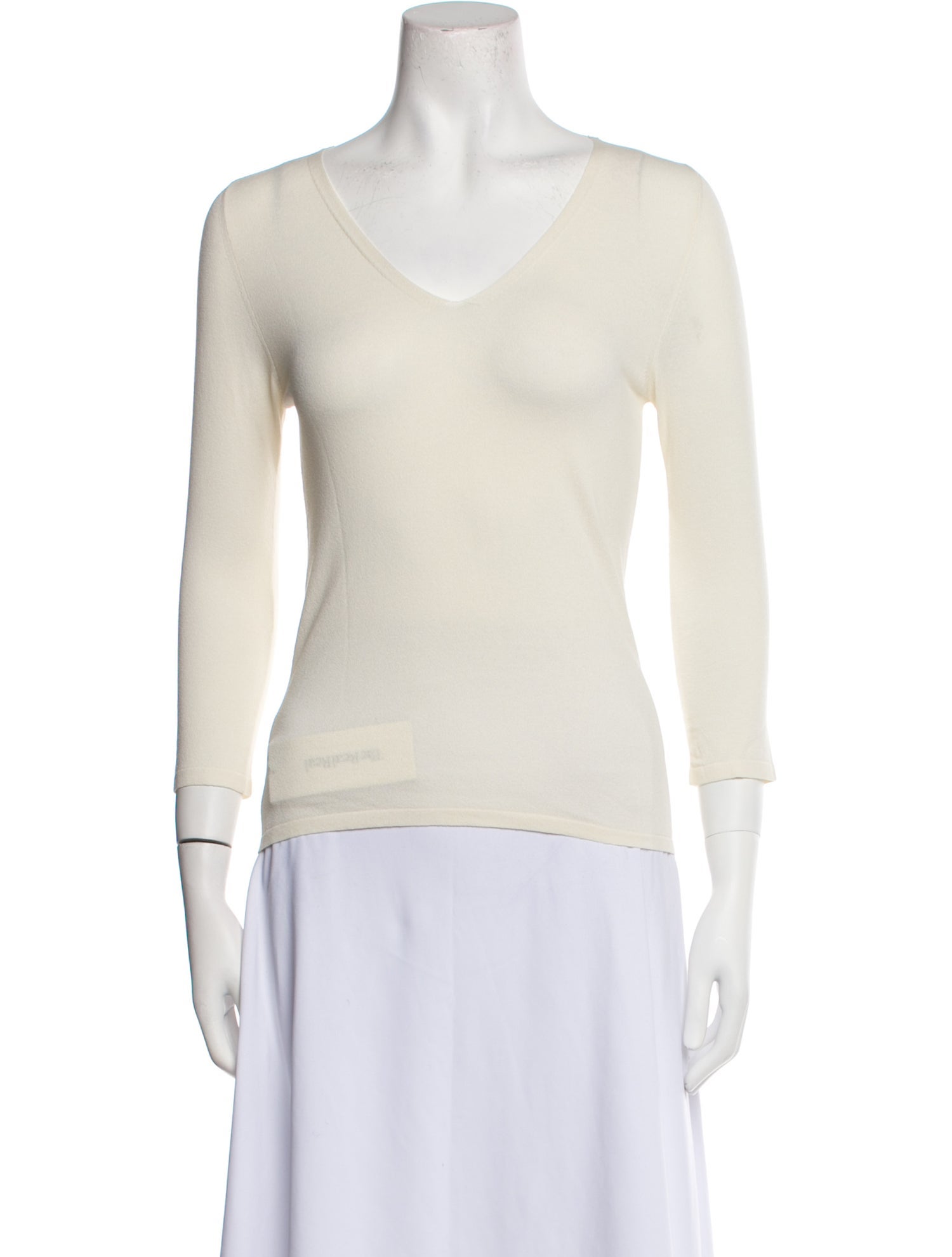 Cruciani V-Neck Three-Quarter Sleeve Top