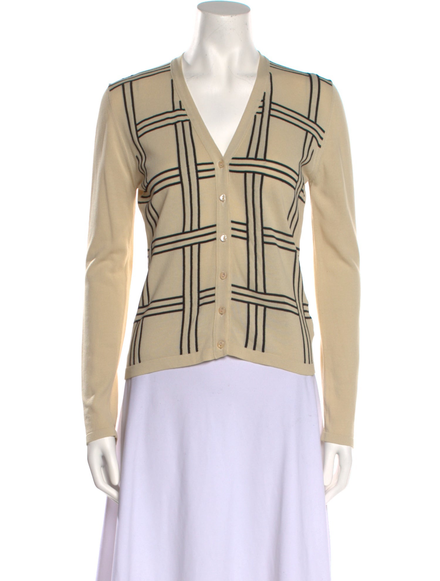 Cruciani Plaid Print V-Neck Sweater