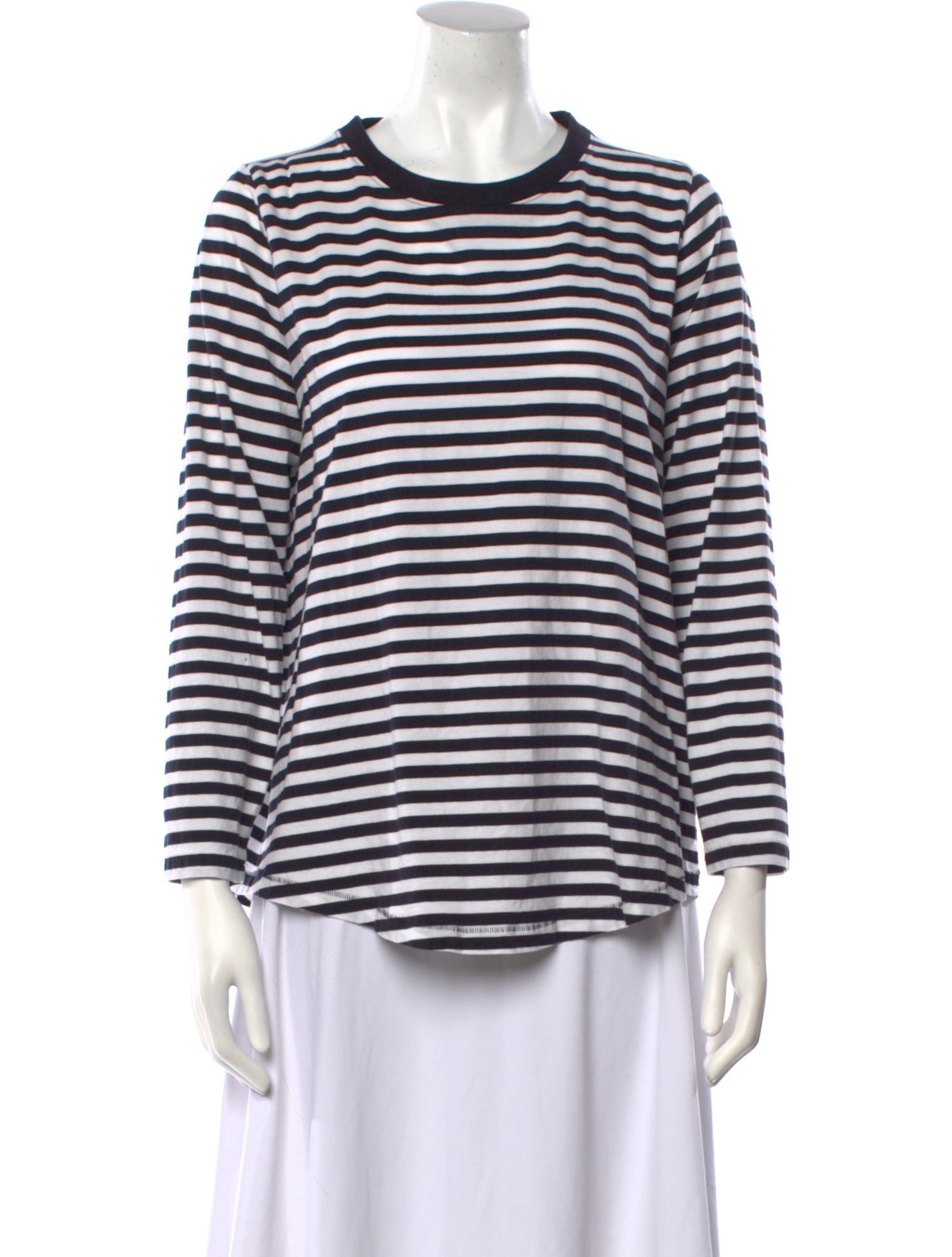 COS Striped Crew Neck Button-Up Top