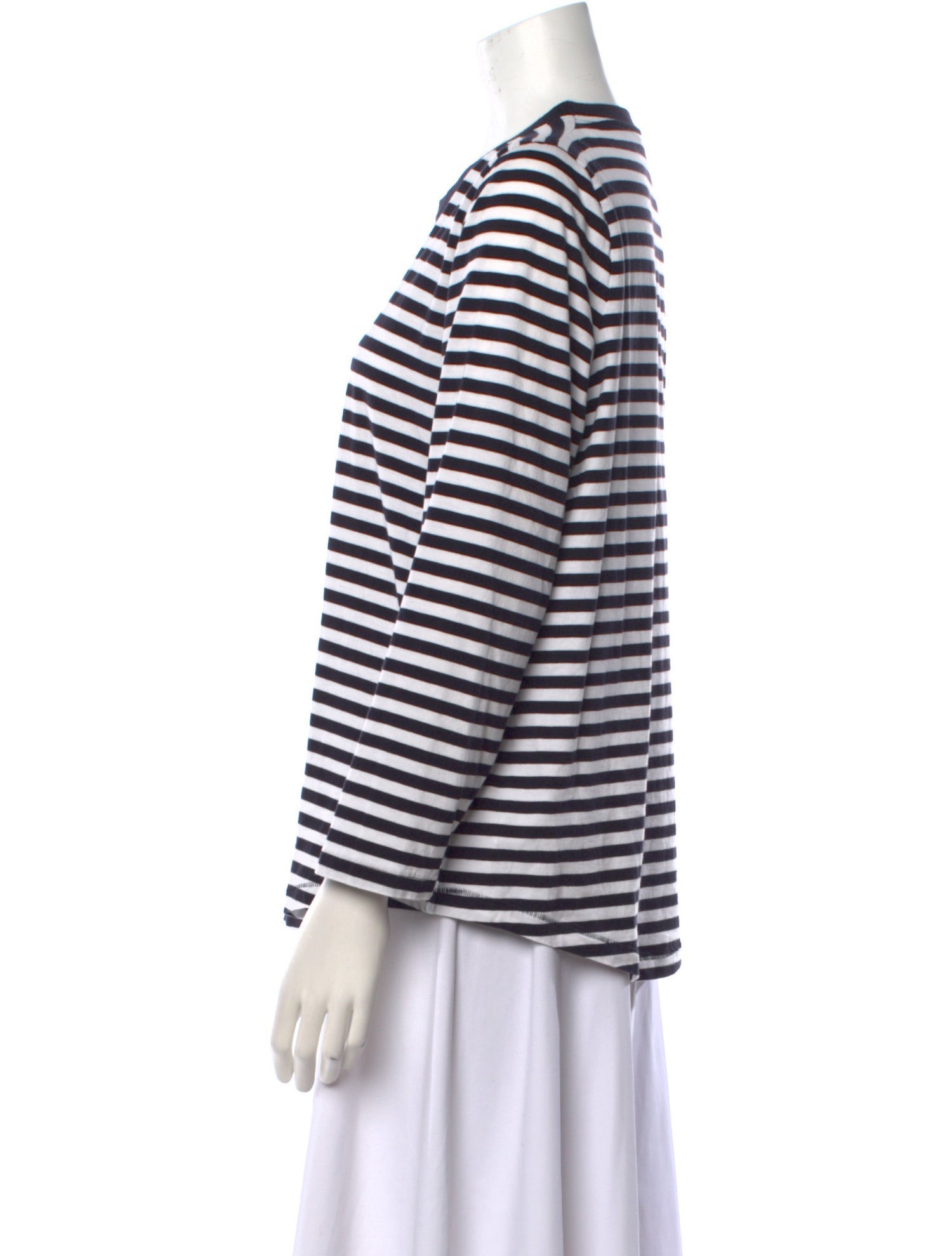 COS Striped Crew Neck Button-Up Top